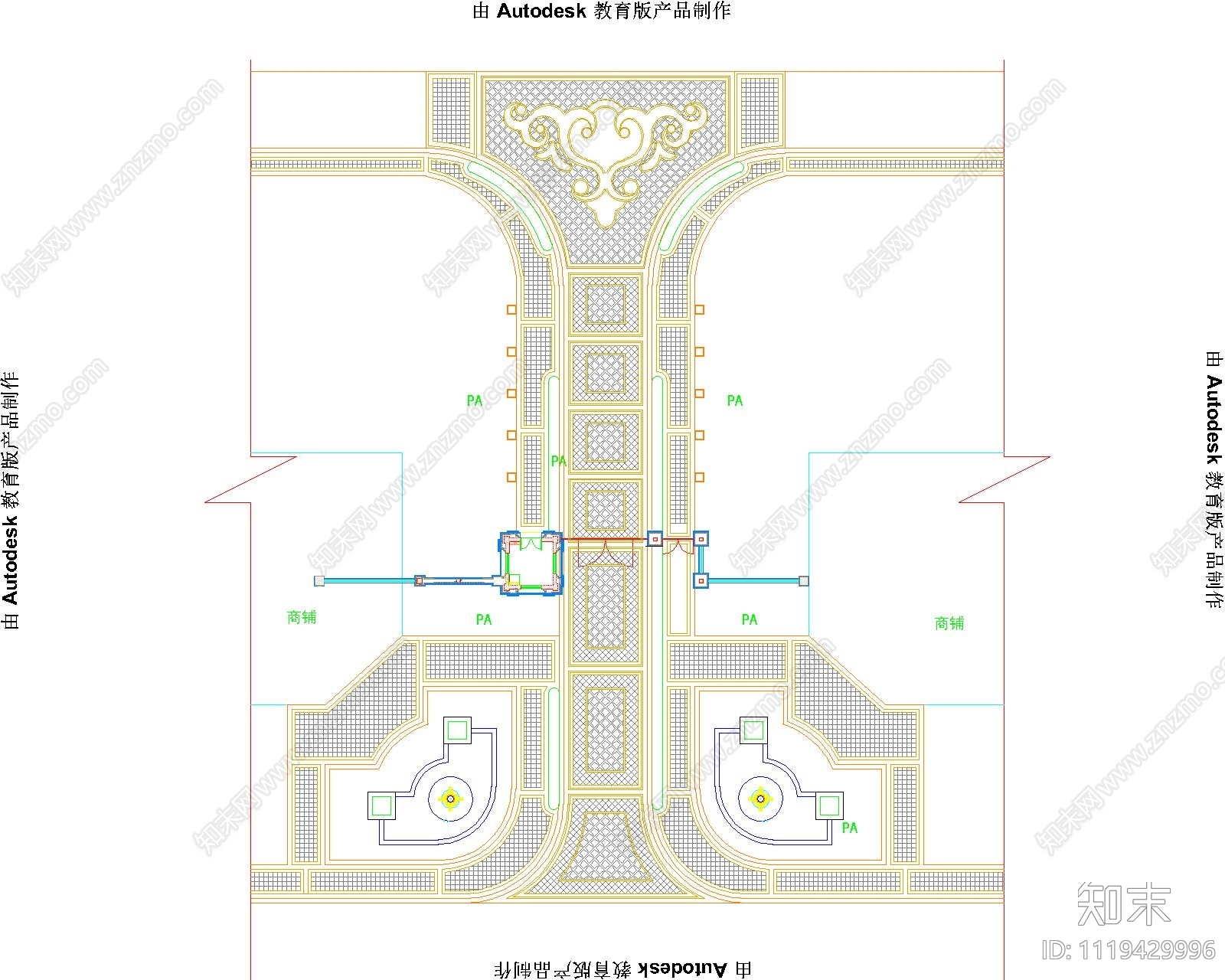 欧式古典公园入口景观规划布局施工图cad施工图下载【ID:1119429996】