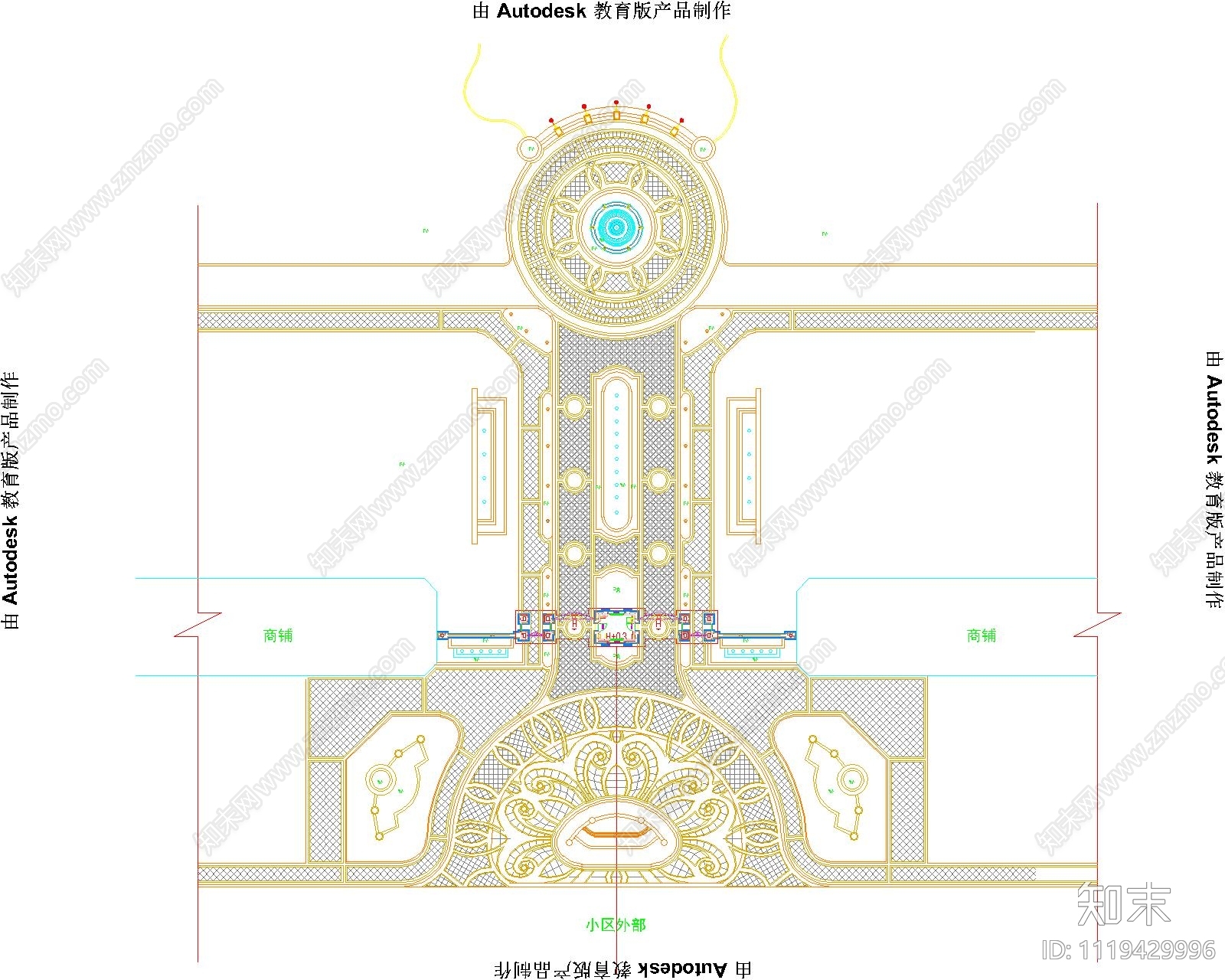 欧式古典公园入口景观规划布局施工图cad施工图下载【ID:1119429996】