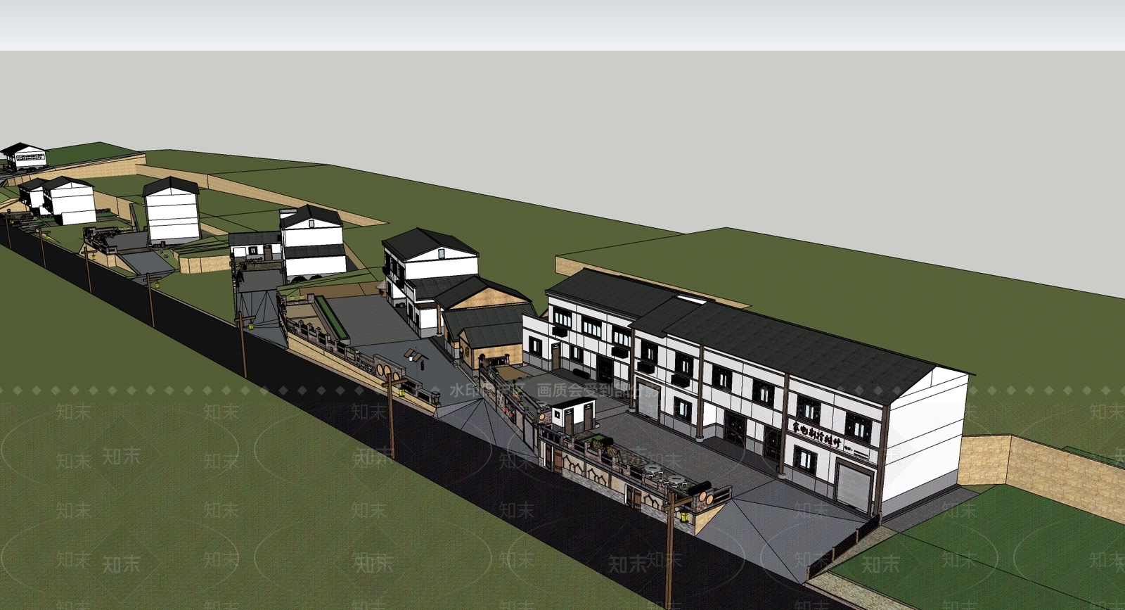 中式乡村庭院SU模型下载【ID:1119435176】