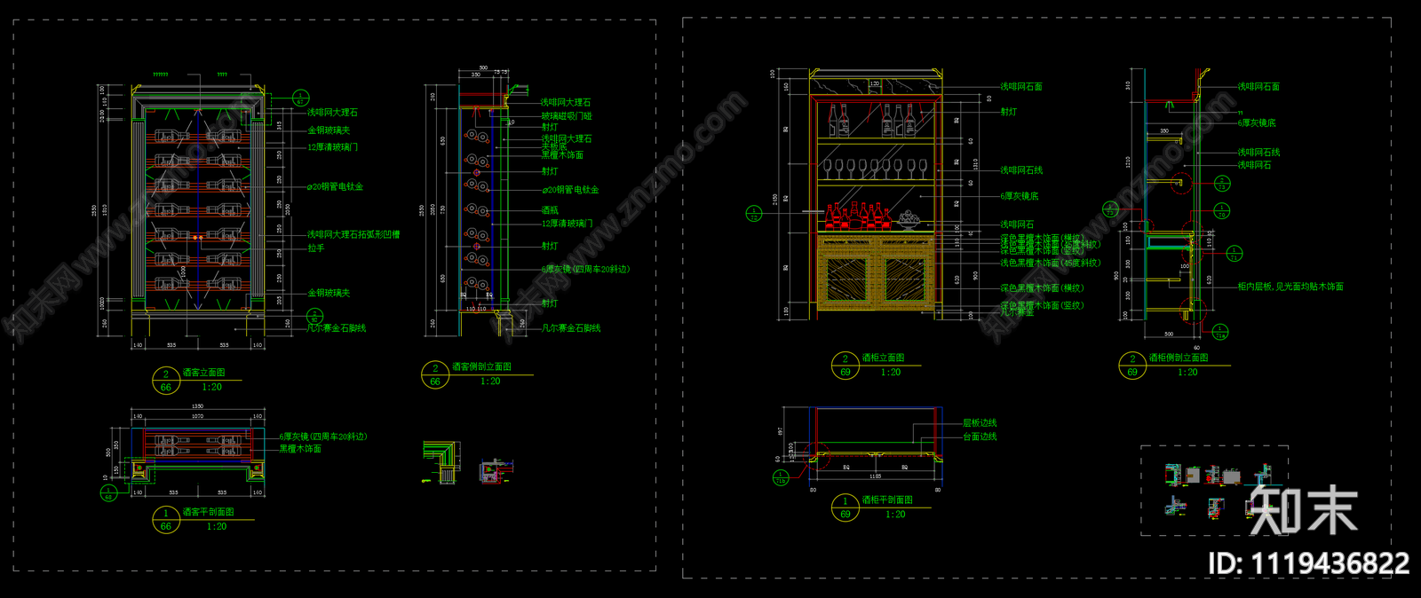 100套酒柜节点大样图cad施工图下载【ID:1119436822】