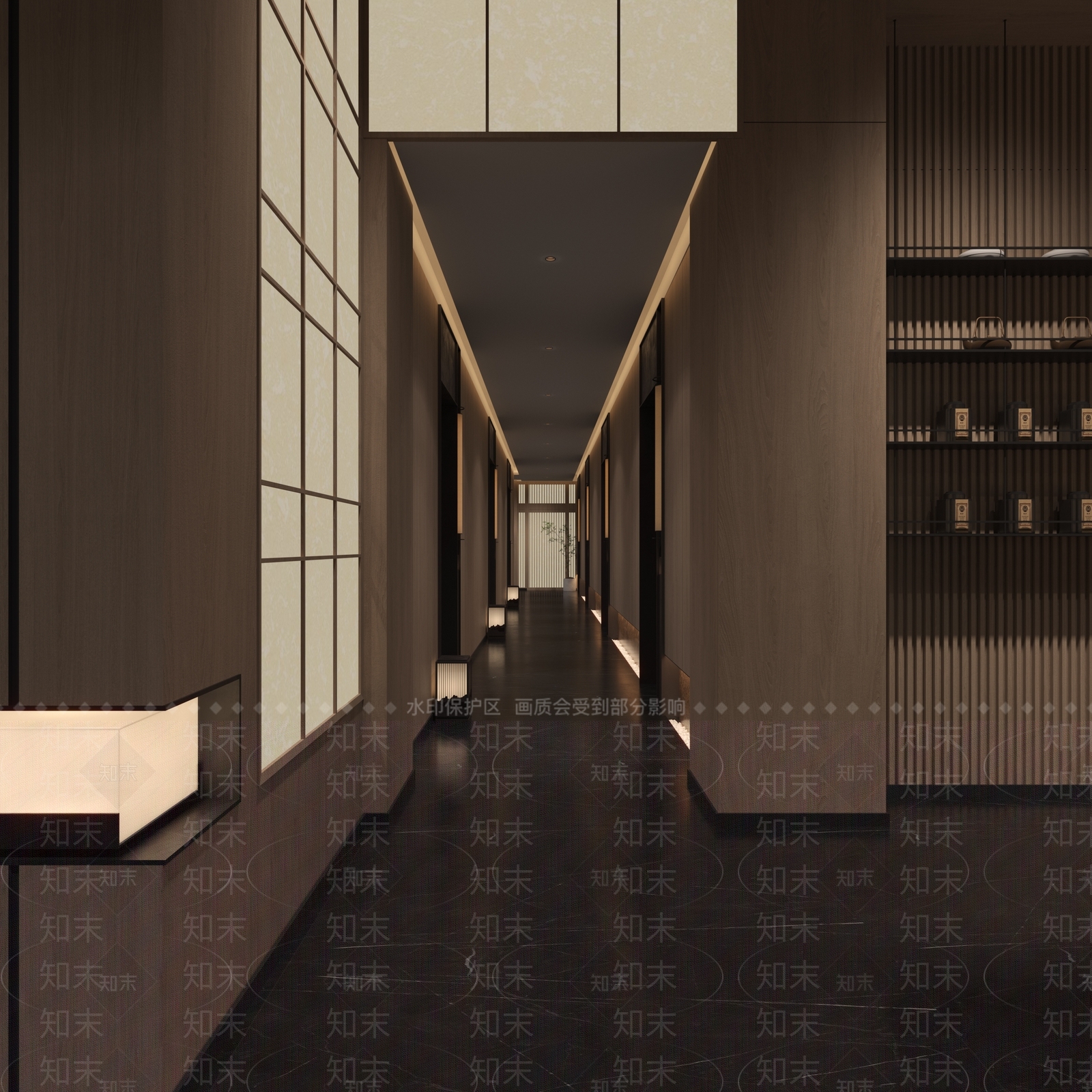 新中式洗浴中心走廊3D模型下载【ID:1119511196】
