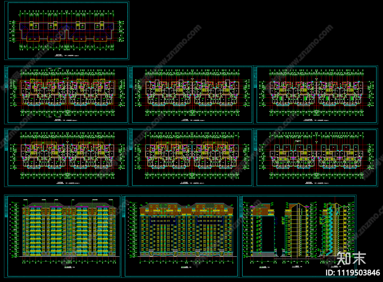 200套高层住宅CAD建筑图纸图库施工图下载【ID:1119503846】
