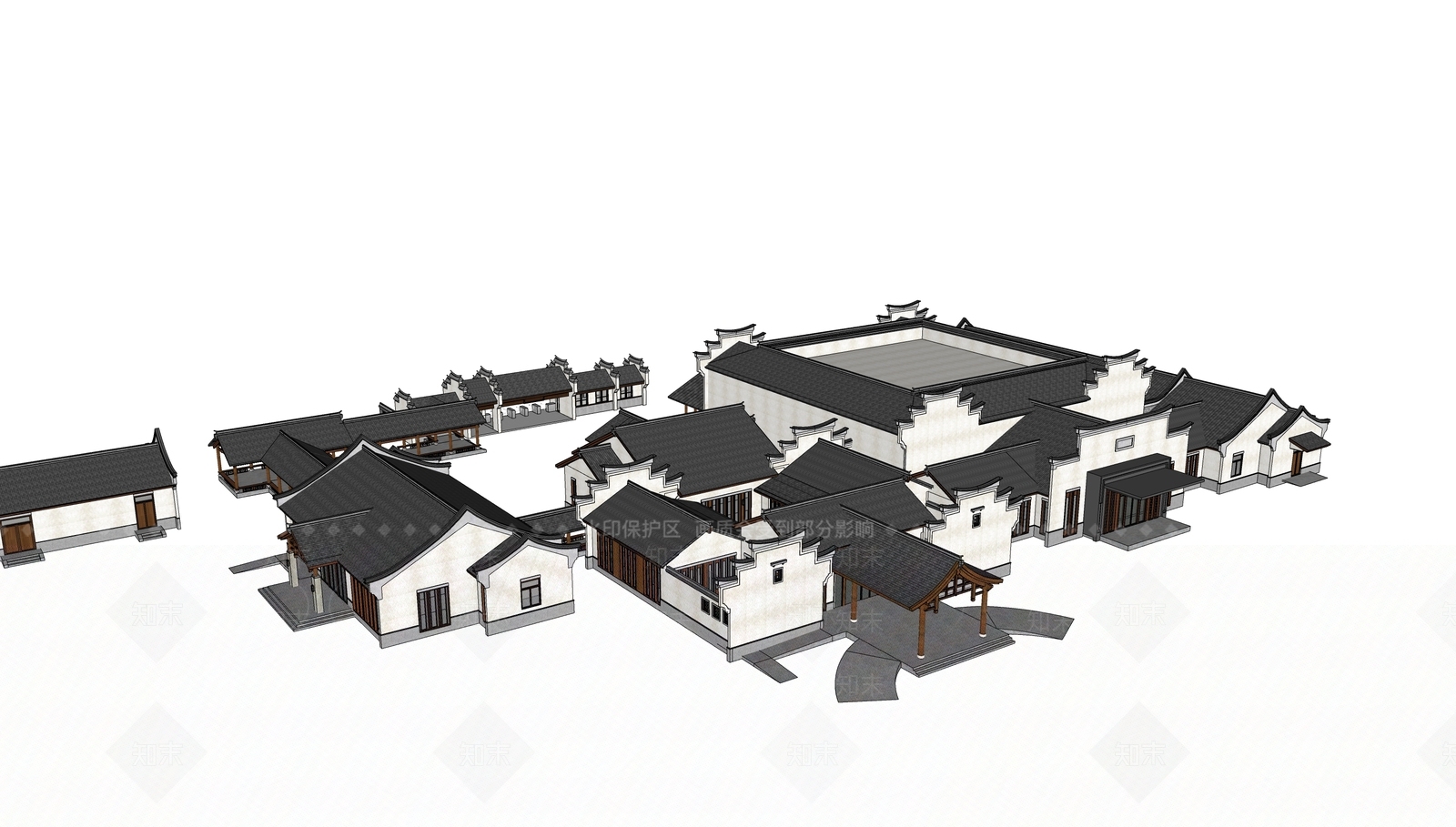 中式文化礼堂SU模型下载【ID:1119462104】