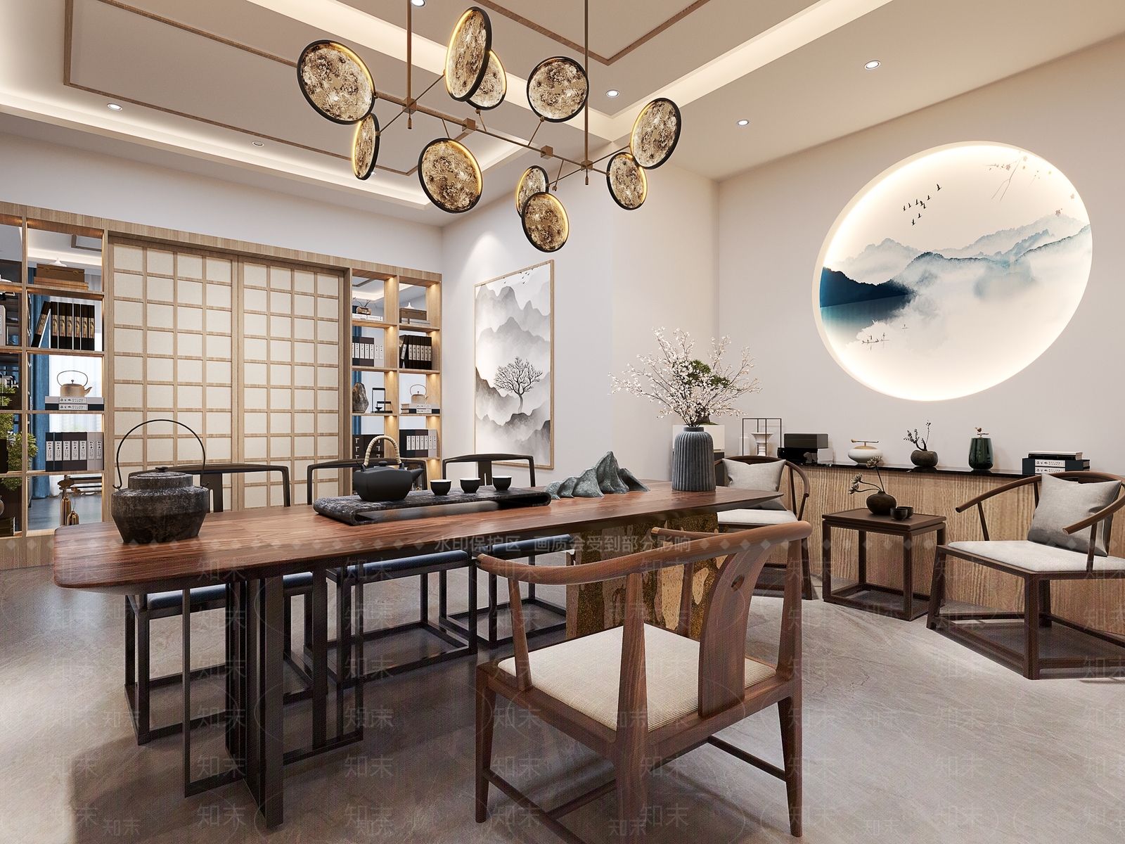 新中式茶室包间3D模型下载【ID:1119470390】
