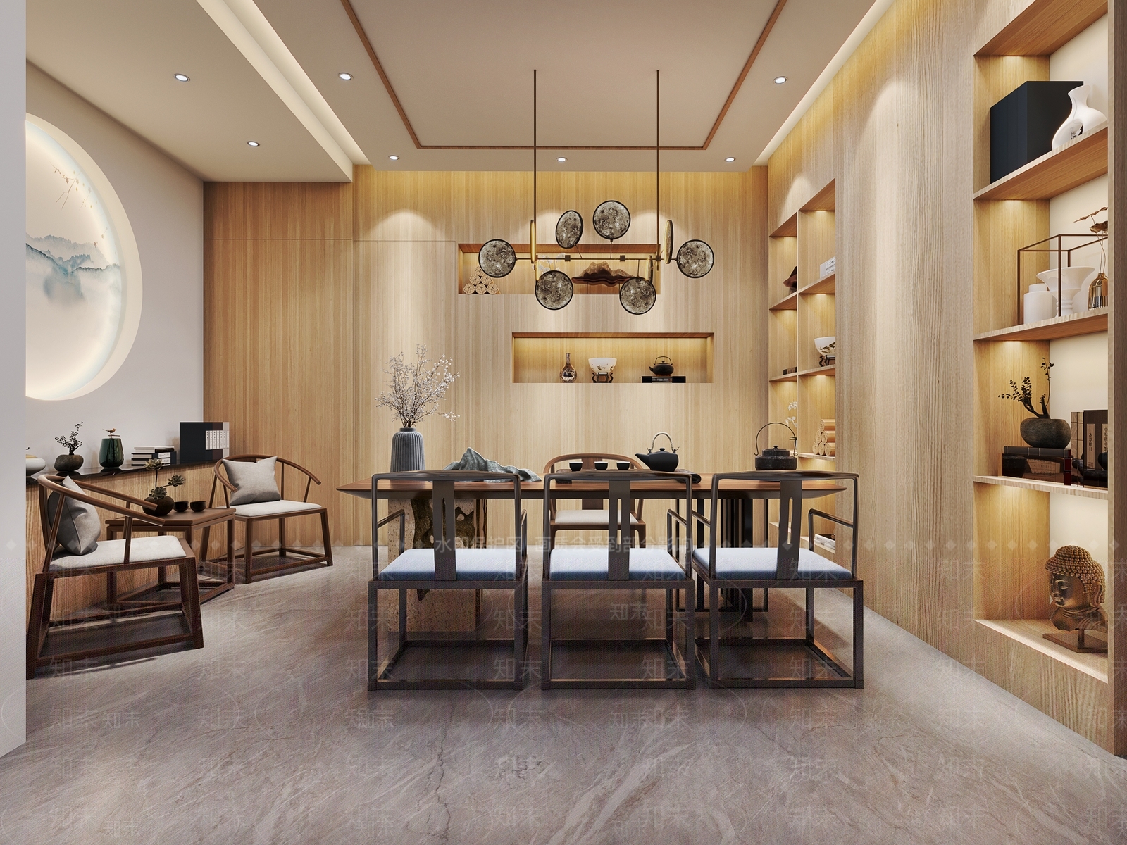 新中式茶室包间3D模型下载【ID:1119470390】