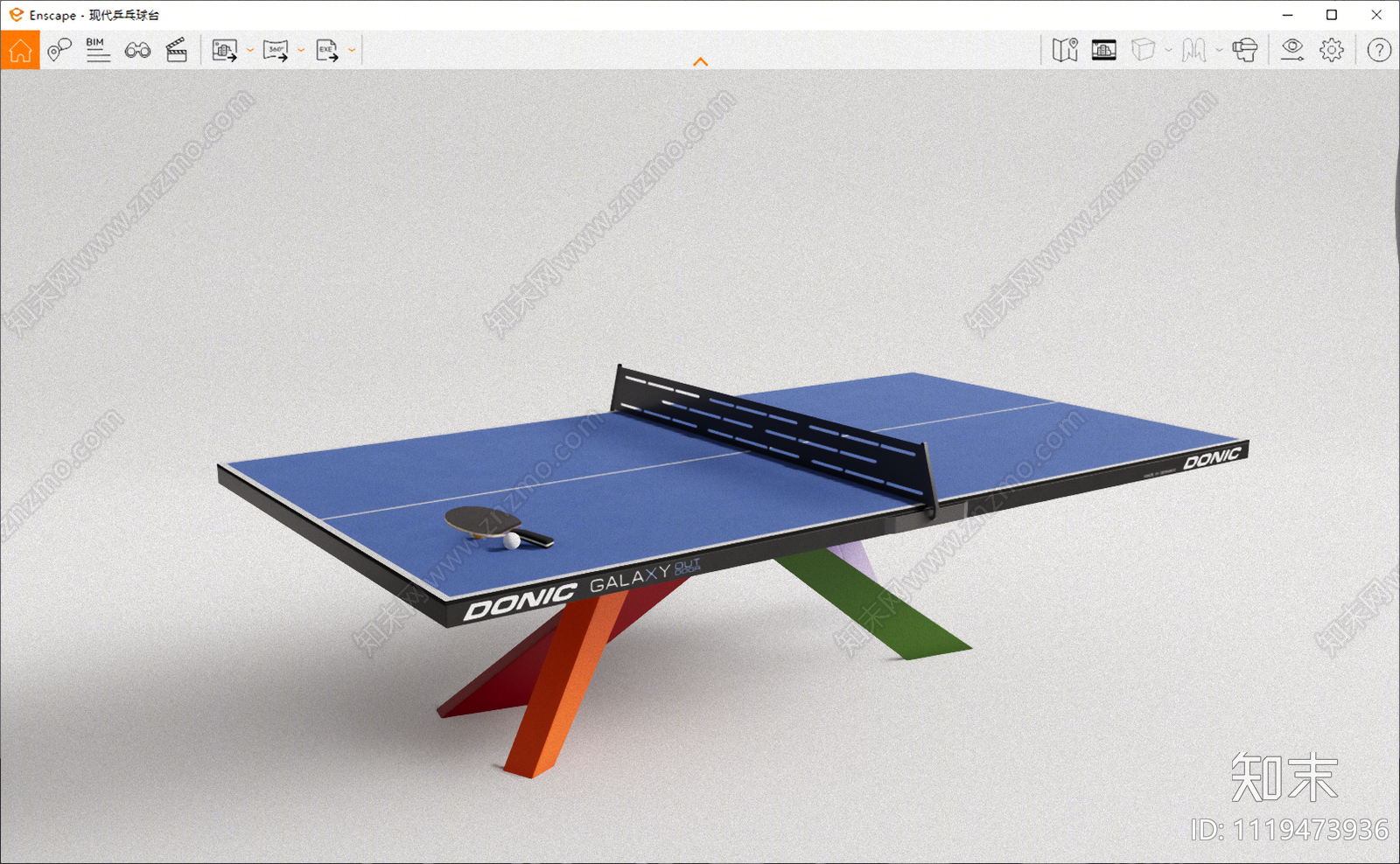 现代乒乓球桌SU模型下载【ID:1119473936】