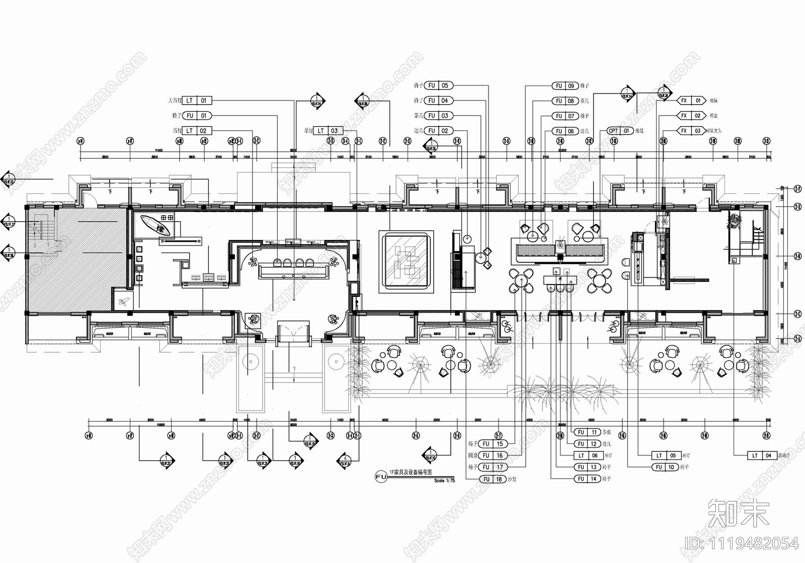 900㎡售楼中心CAD施工图cad施工图下载【ID:1119482054】