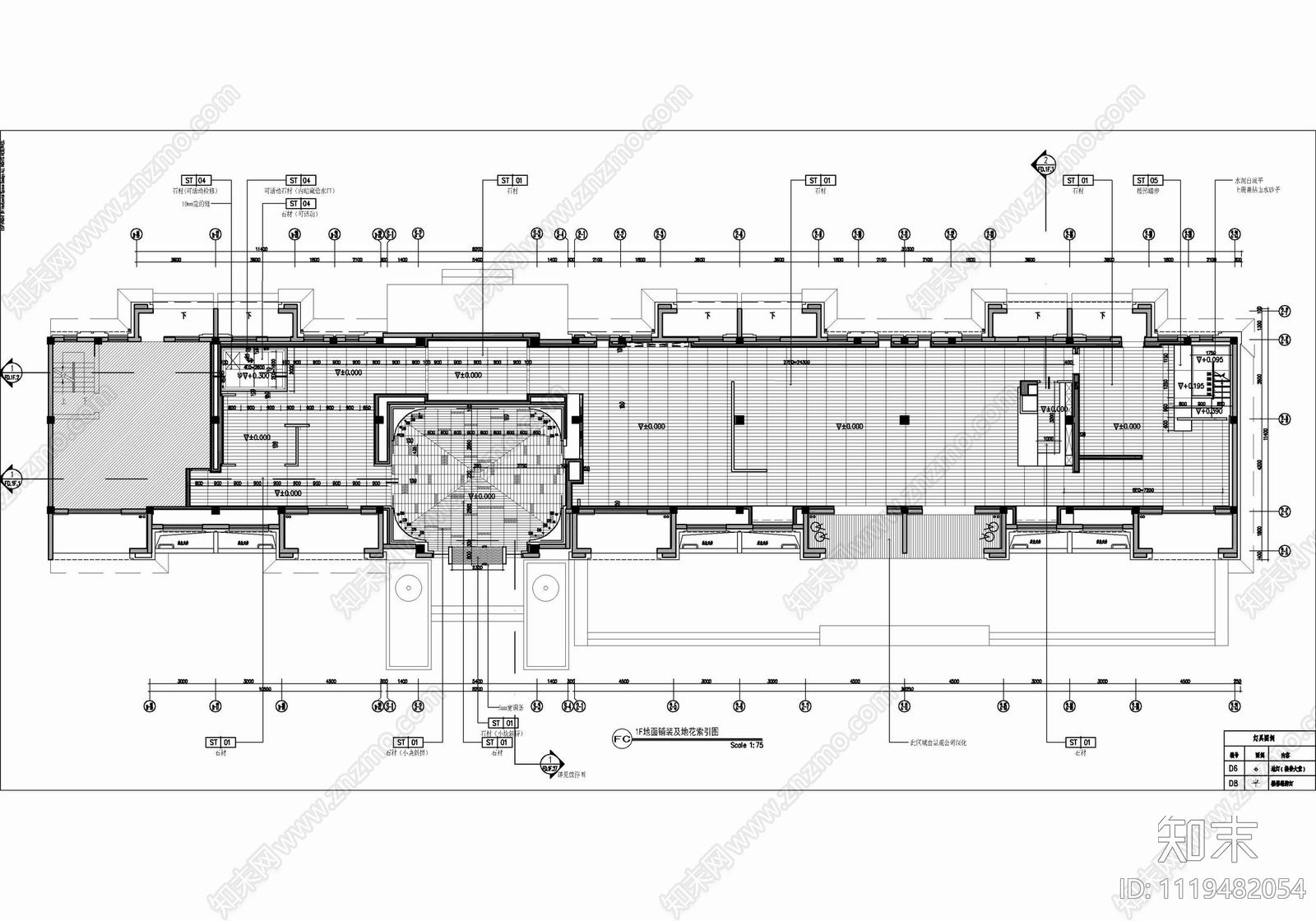 900㎡售楼中心CAD施工图cad施工图下载【ID:1119482054】