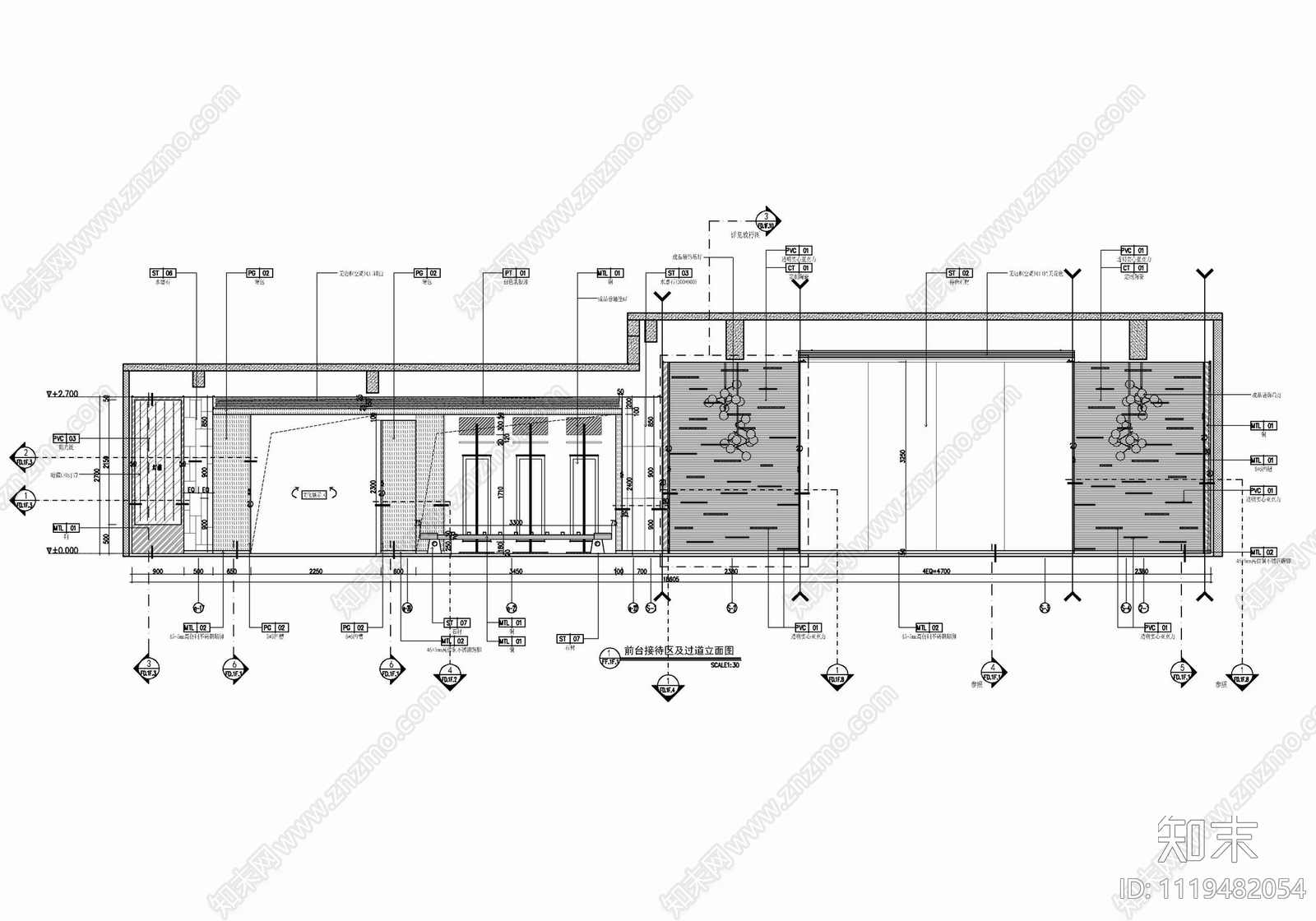 900㎡售楼中心CAD施工图cad施工图下载【ID:1119482054】
