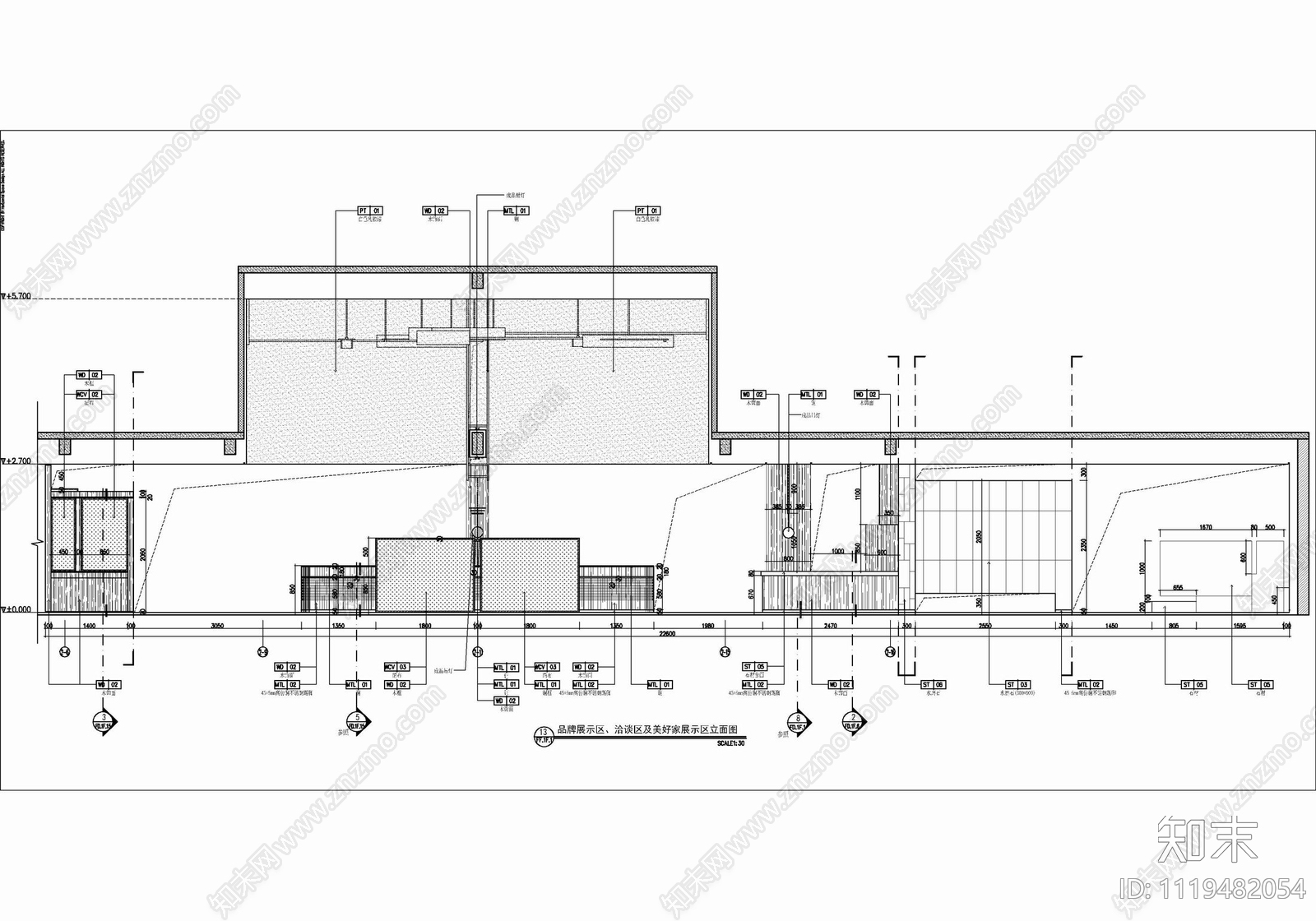 900㎡售楼中心CAD施工图cad施工图下载【ID:1119482054】