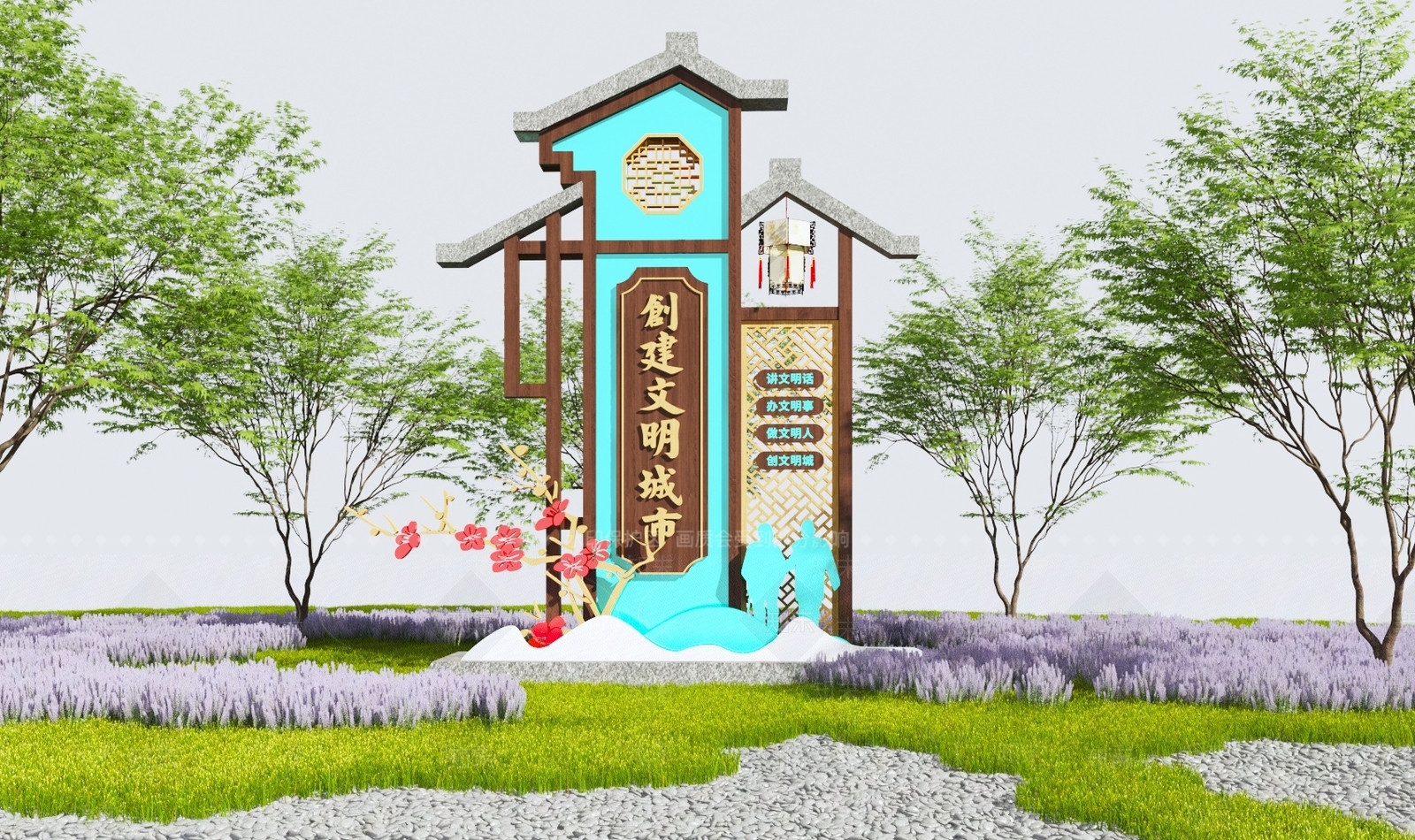 现代公园导视牌3D模型下载【ID:1119487172】