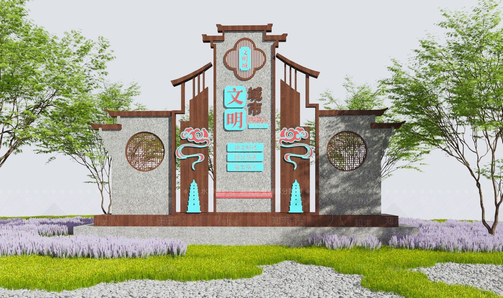 现代公园导视牌3D模型下载【ID:1119487239】