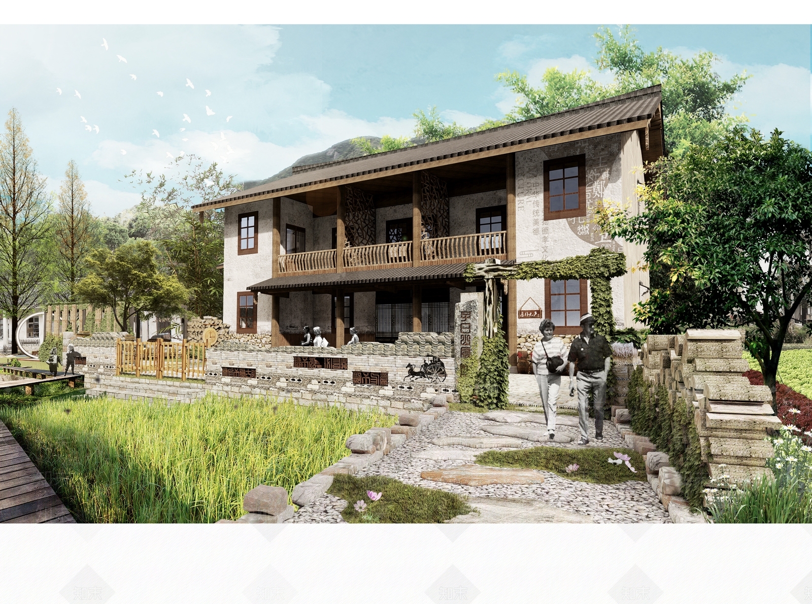 新中式乡村民房SU模型下载【ID:1119494417】