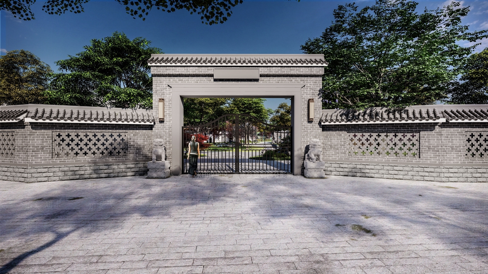 中式公园景观SU模型下载【ID:1119614084】