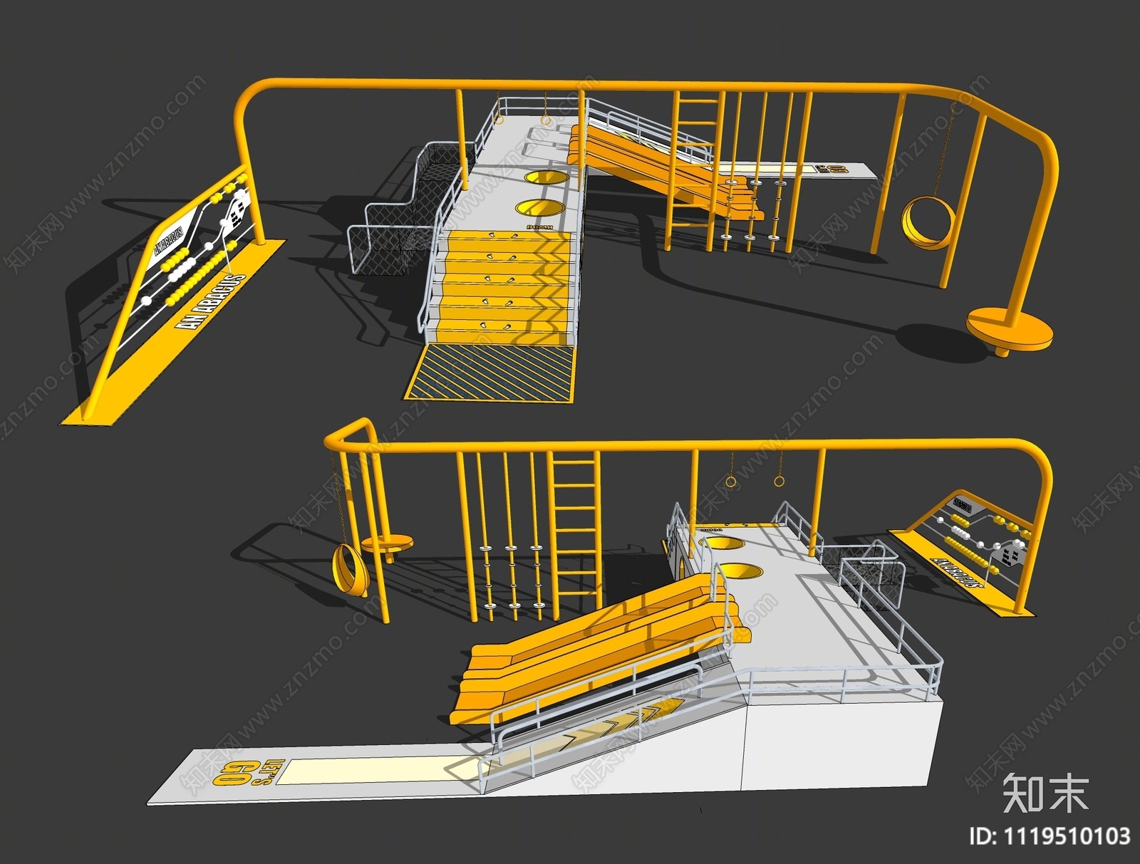现代全龄儿童游乐设施装置SU模型下载【ID:1119510103】