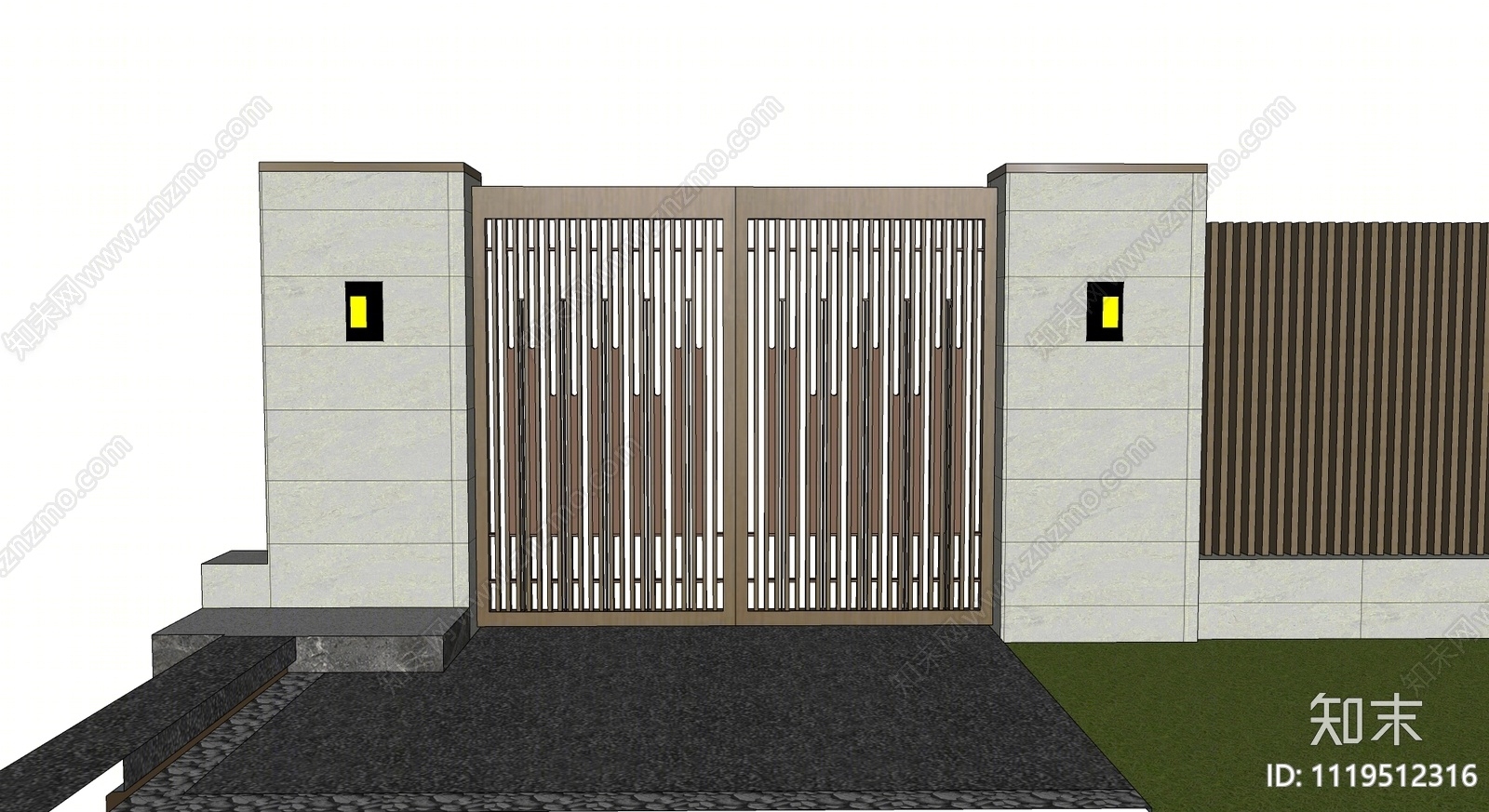 现代庭院门SU模型下载【ID:1119512316】