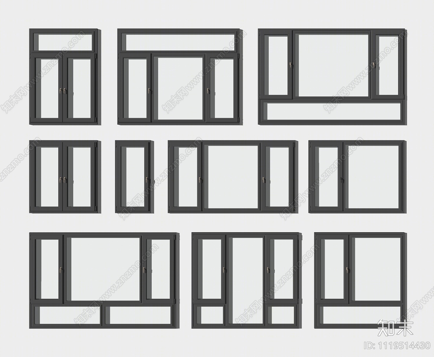 现代窗户组合SU模型下载【ID:1119514430】