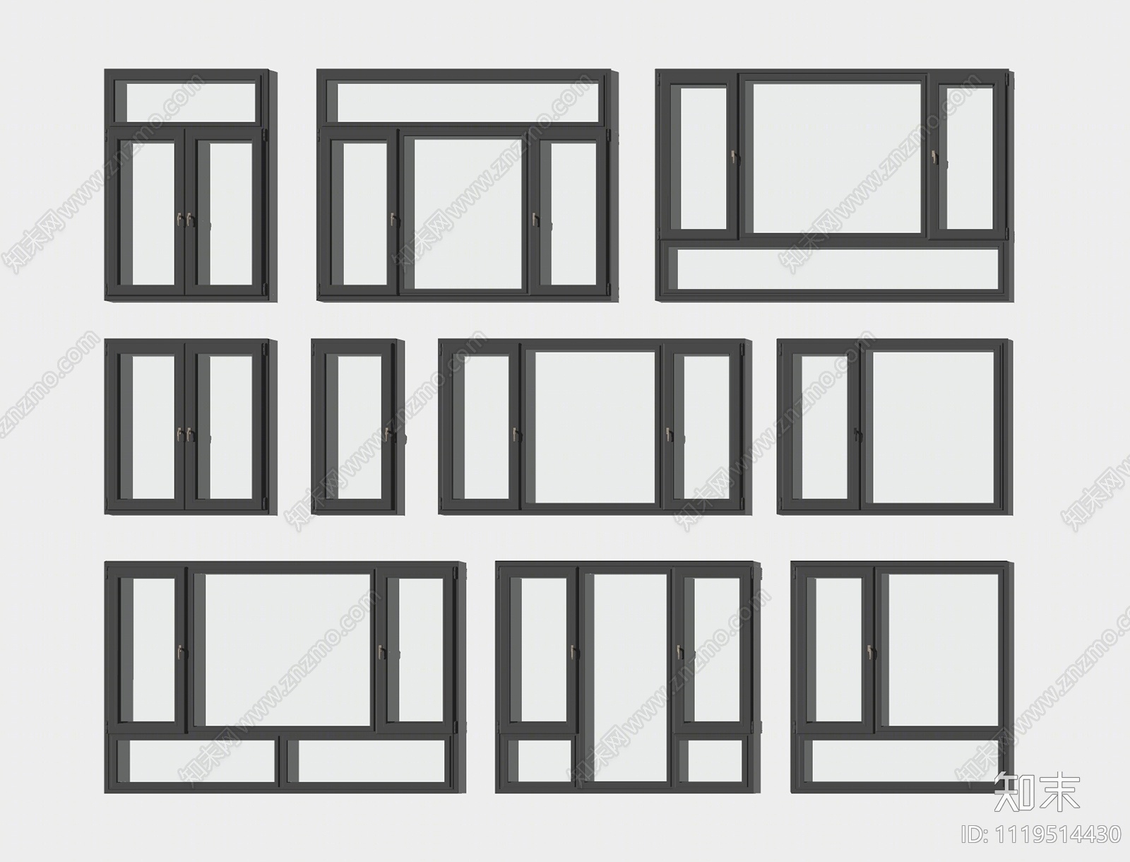 现代窗户组合SU模型下载【ID:1119514430】