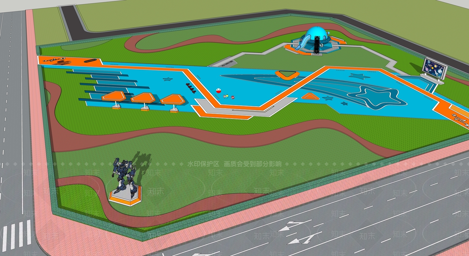 现代口袋公园SU模型下载【ID:1119516868】