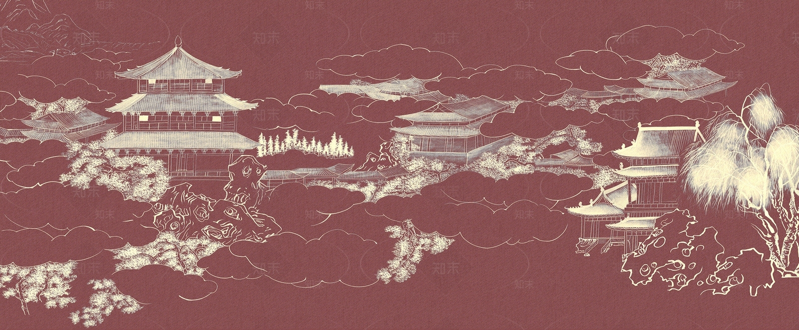 新中式壁纸壁布贴图下载【ID:1119517786】