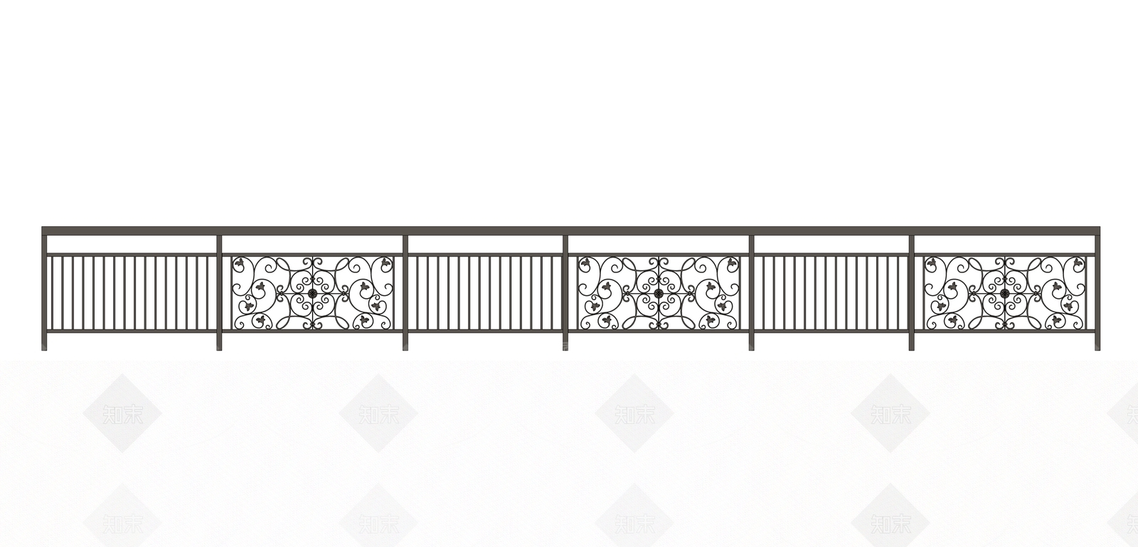 现代铁艺花纹栏杆SU模型下载【ID:1119520138】