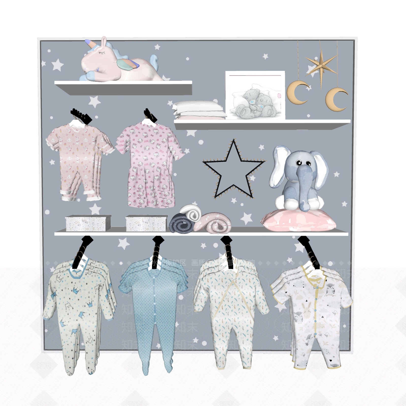 婴幼儿衣服SU模型下载【ID:1119521517】