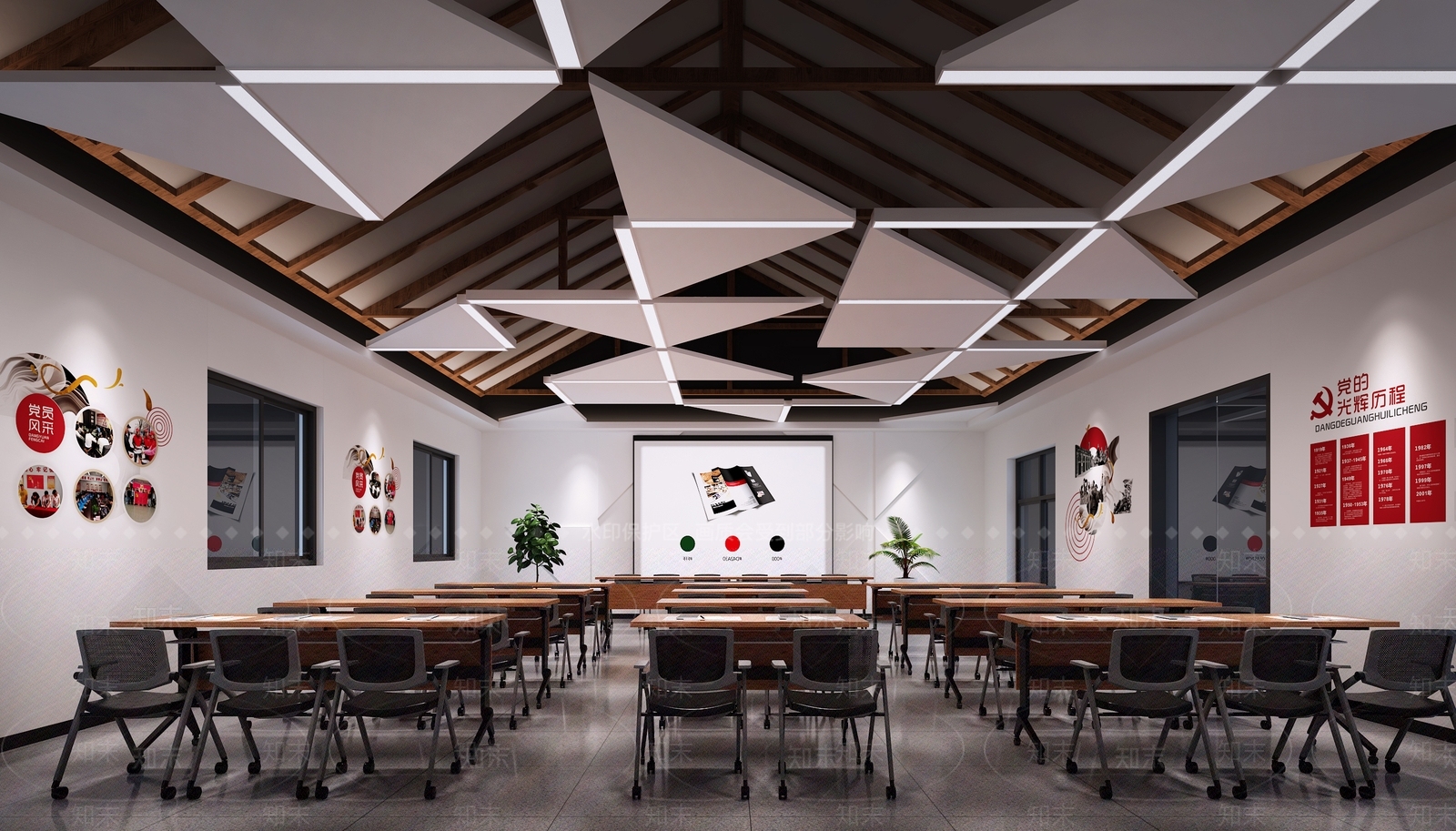 现代党建会议室3D模型下载【ID:1119527279】