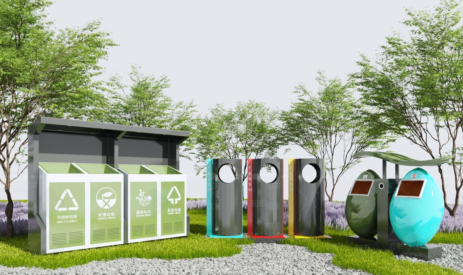 户外垃圾箱3D模型下载【ID:1119558237】
