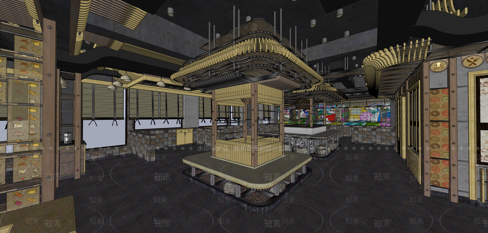 韩式烤肉店SU模型下载【ID:1119559494】