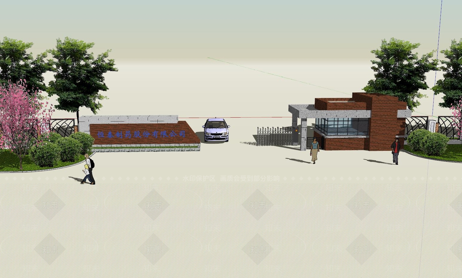 现代厂房入口大门SU模型下载【ID:1119560911】