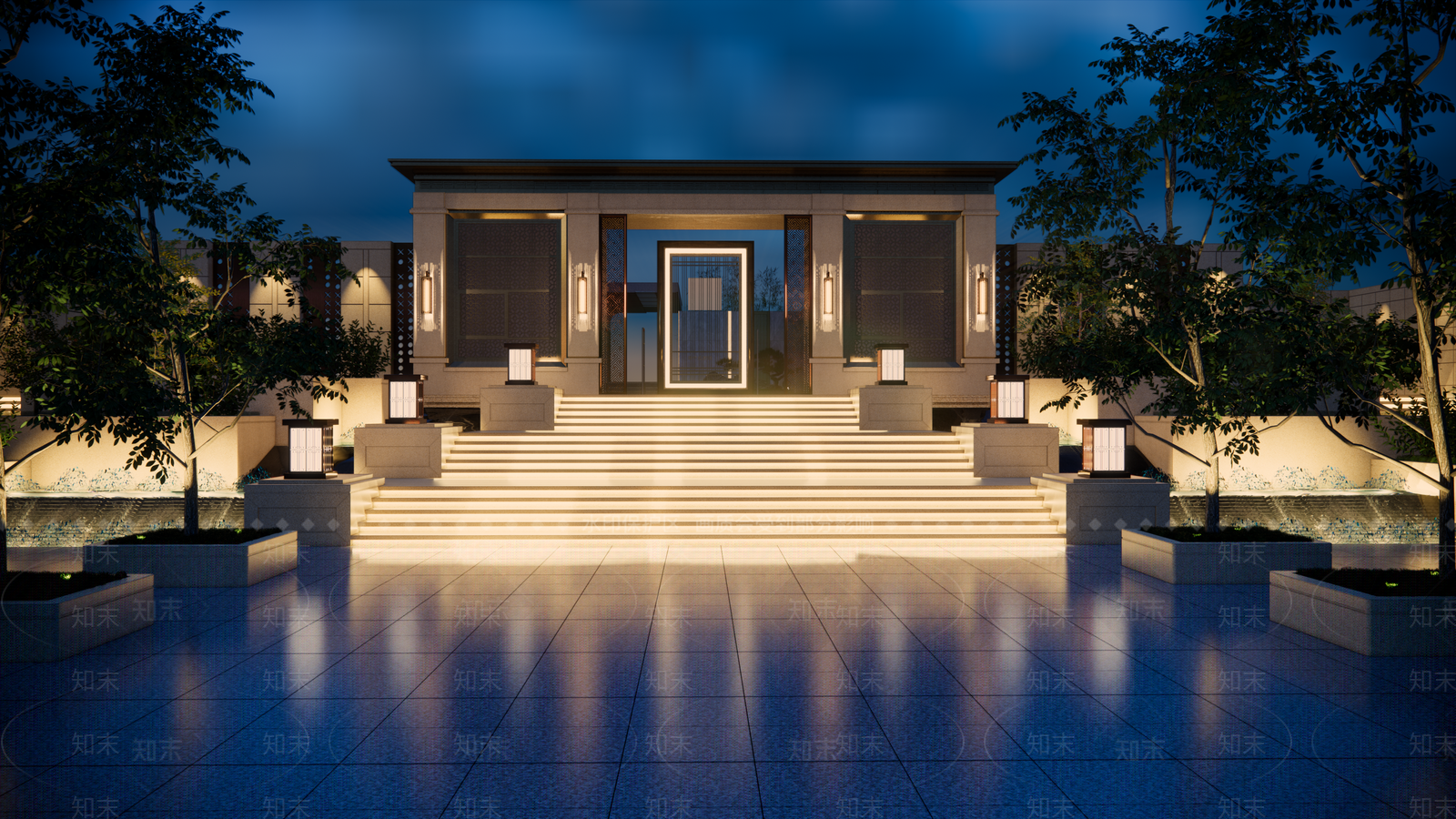 现代广场大门SU模型下载【ID:1119564858】