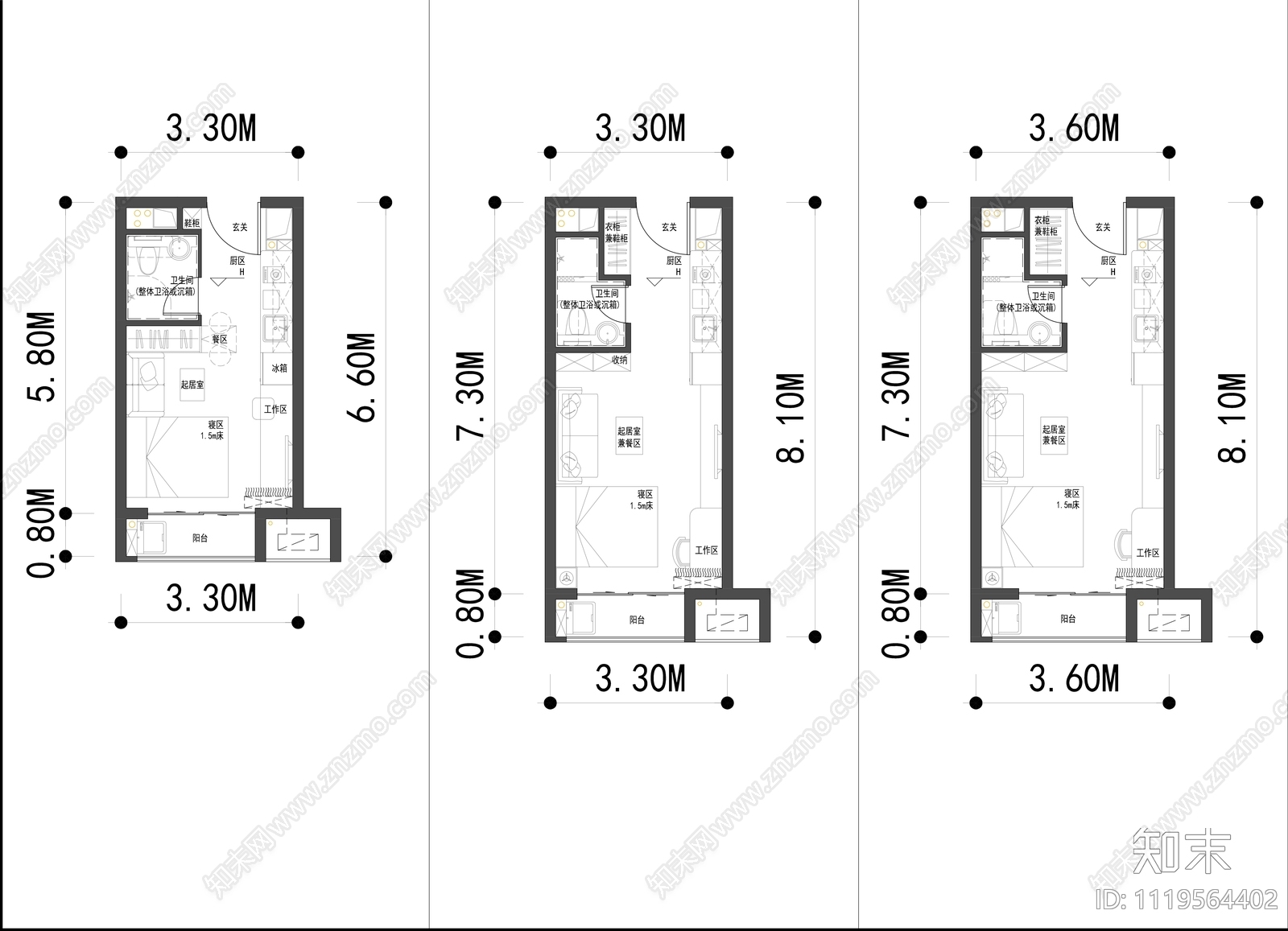 公寓室内平面图模块库施工图下载【ID:1119564402】