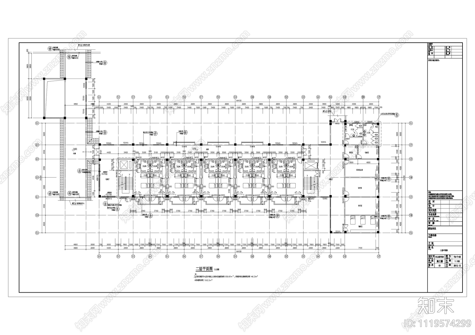 新中式社会养老护理院建筑设计施工图施工图下载【ID:1119574299】