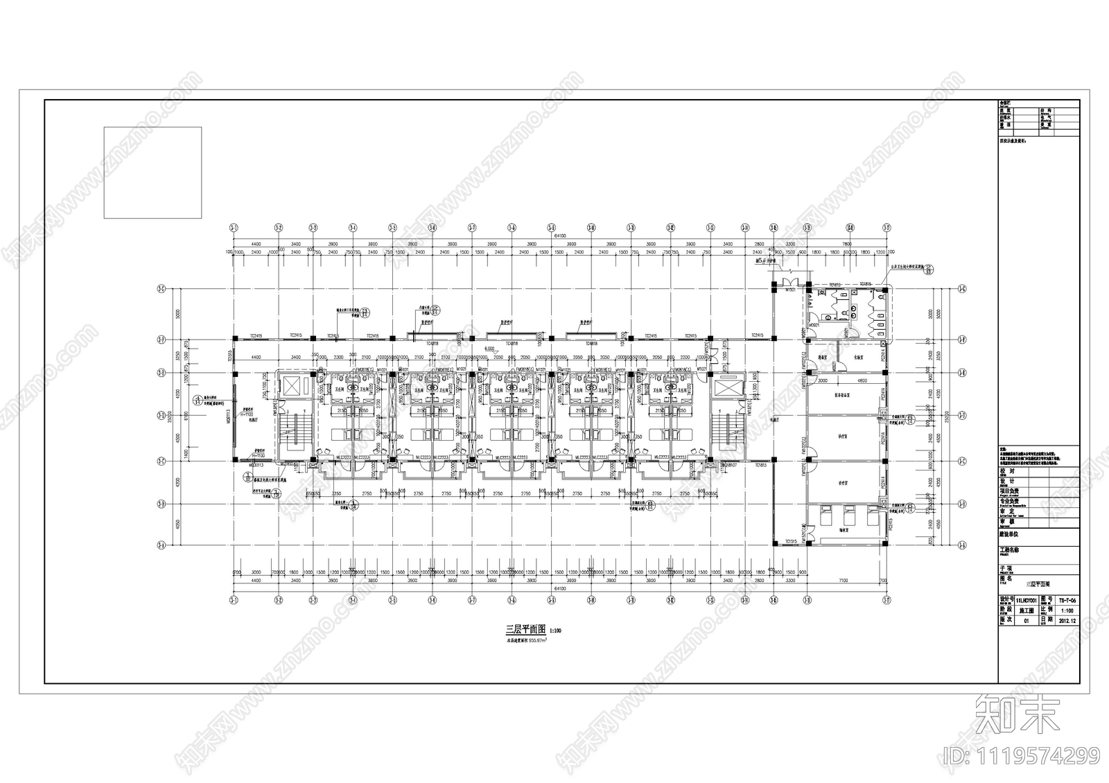 新中式社会养老护理院建筑设计施工图施工图下载【ID:1119574299】