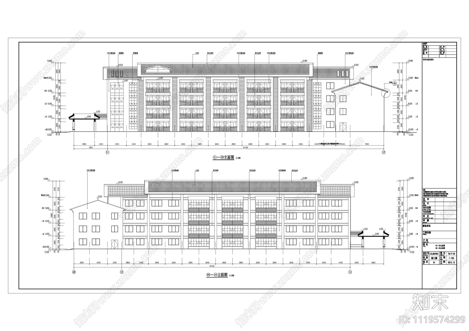 新中式社会养老护理院建筑设计施工图施工图下载【ID:1119574299】