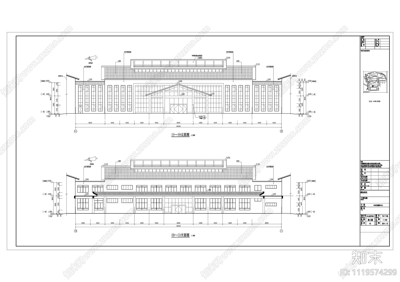 新中式社会养老护理院建筑设计施工图施工图下载【ID:1119574299】