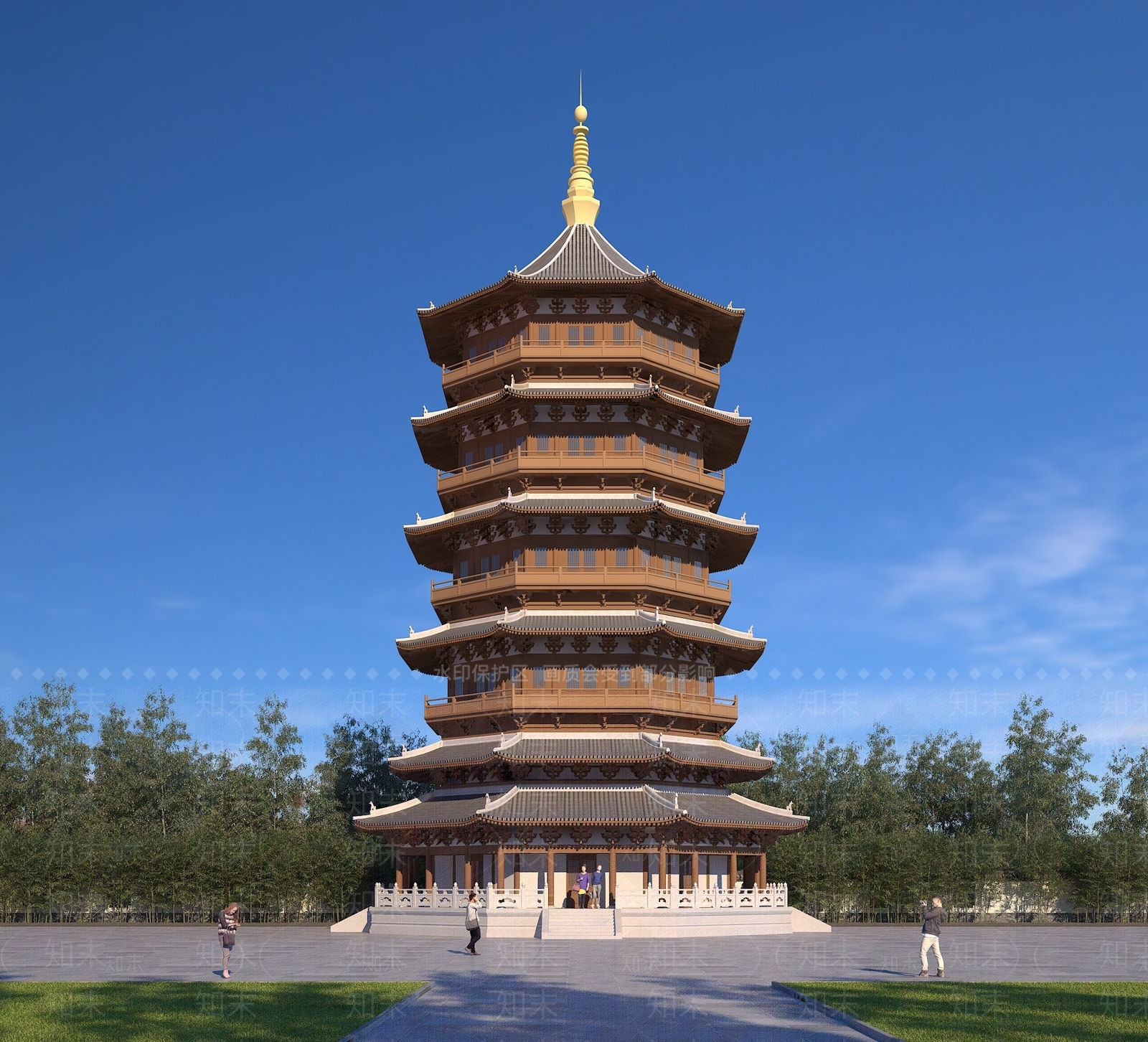 中式塔3D模型下载【ID:1119575634】