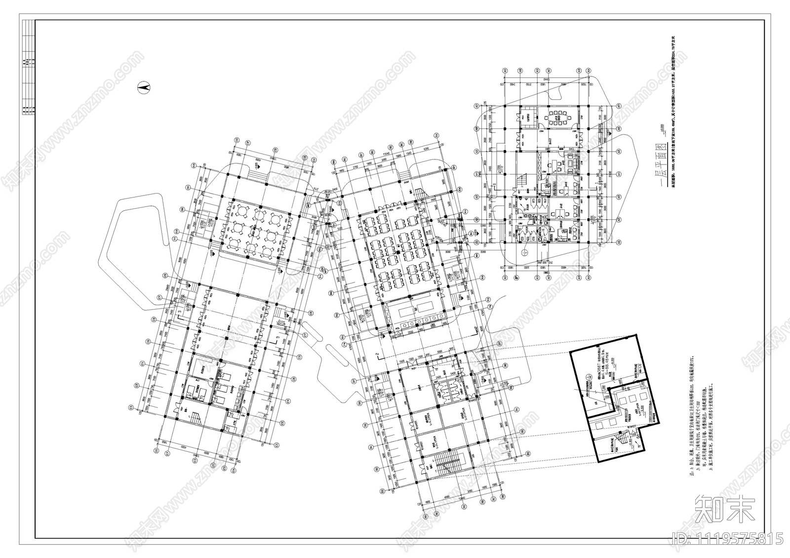 田园风格养老院建筑施工图cad施工图下载【ID:1119575815】