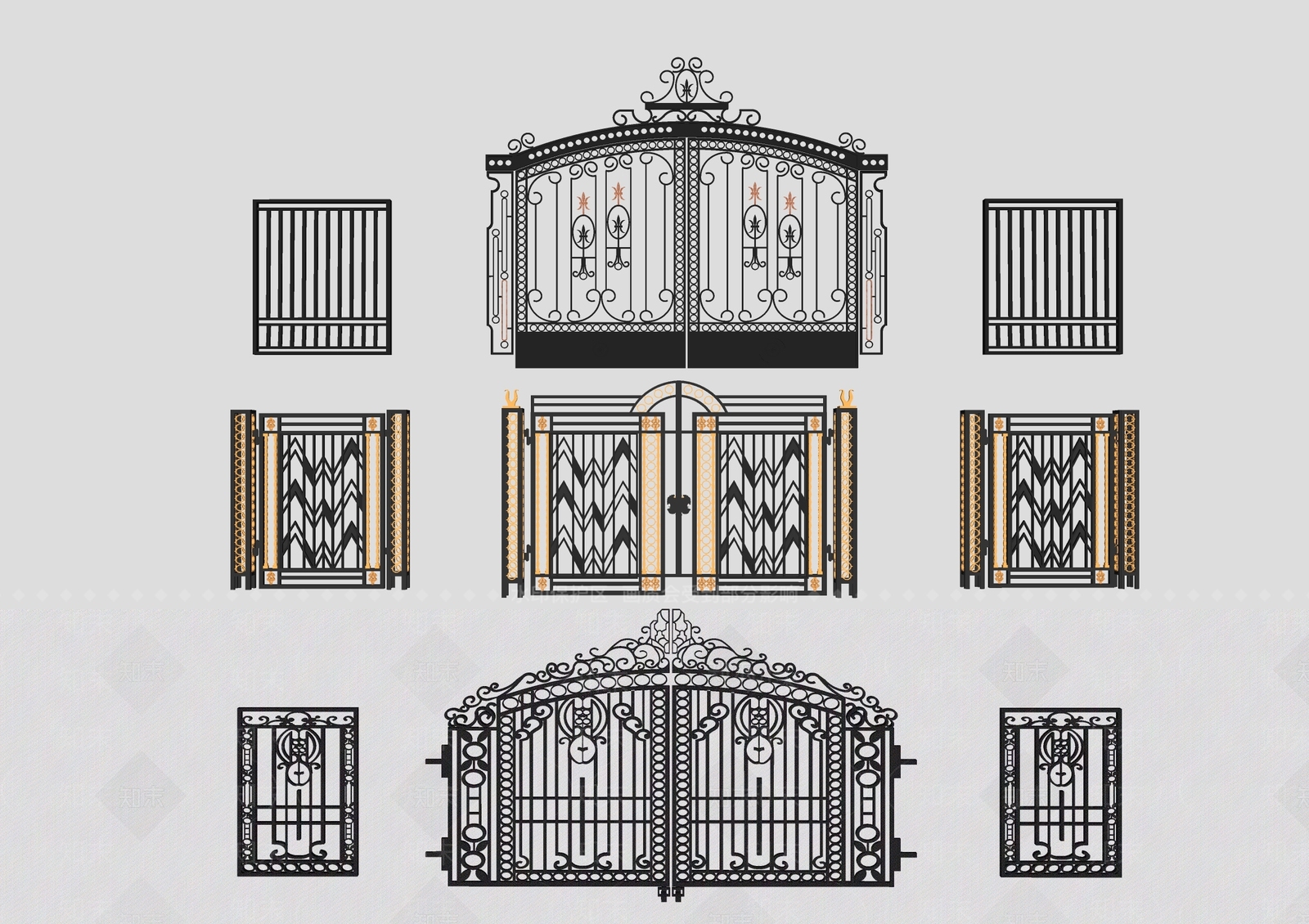 欧式铁艺大门SU模型下载【ID:1119576763】
