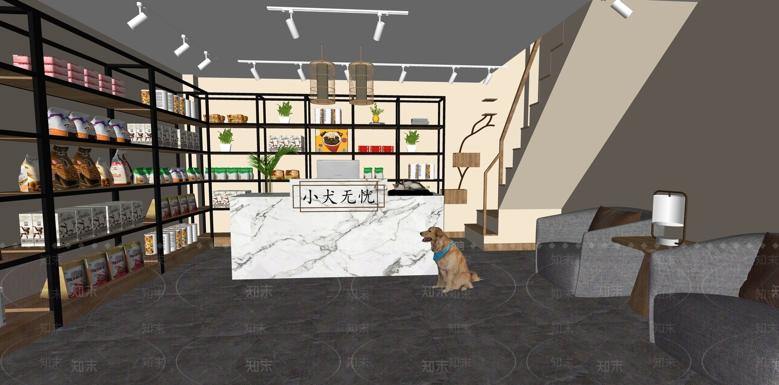现代宠物店SU模型下载【ID:1119593105】