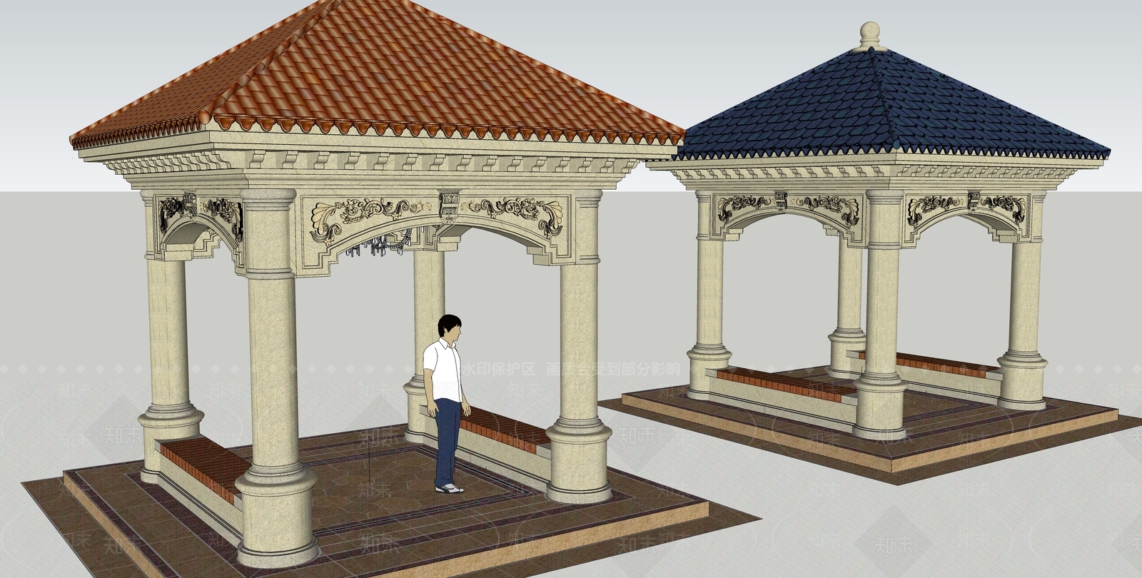欧式景观亭子SU模型下载【ID:1119594884】