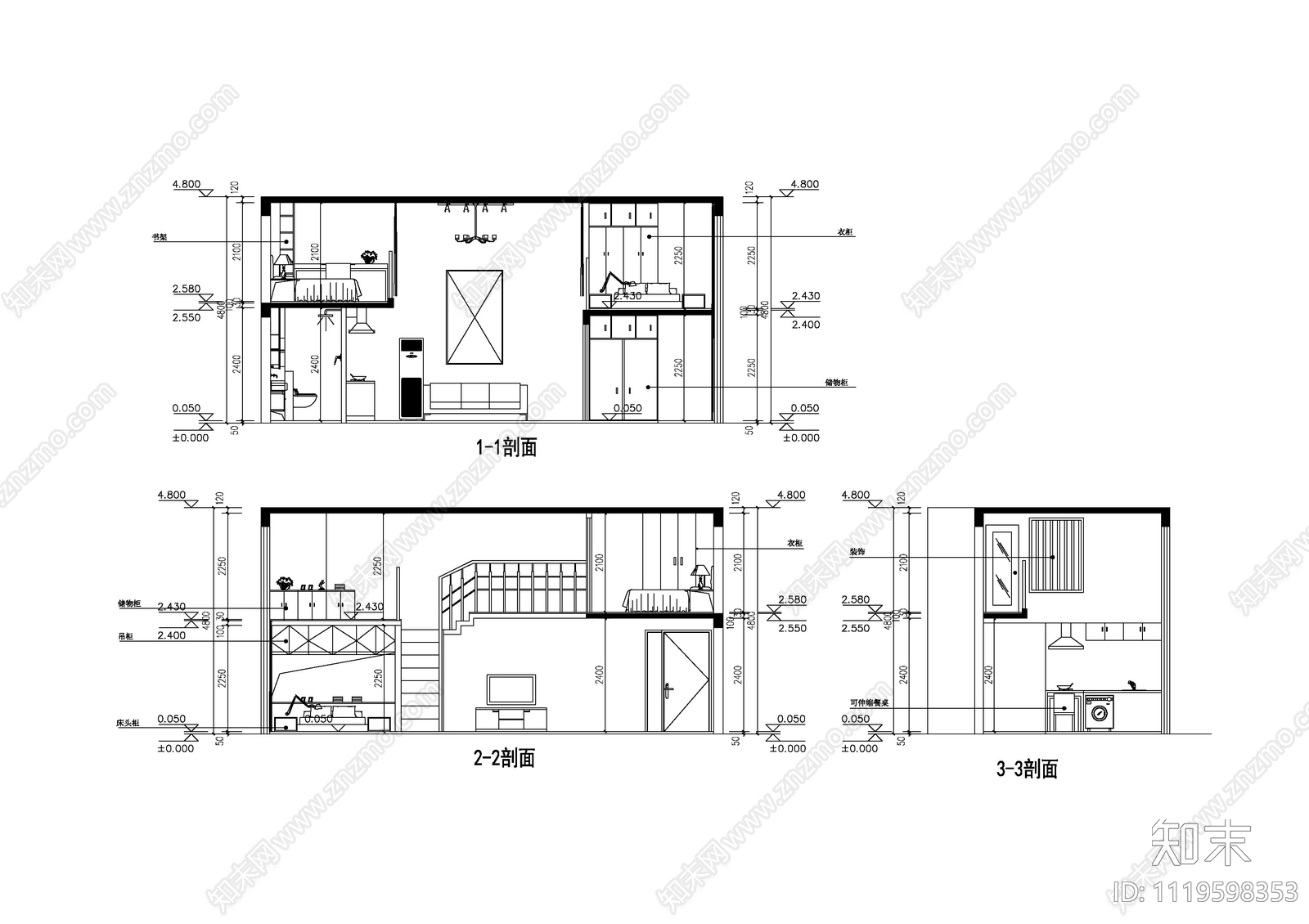 现代loft公寓建筑方案平面图施工图下载【ID:1119598353】