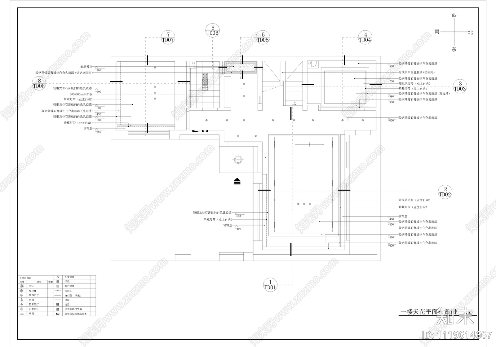 现代简约三层轻奢风格别墅建筑设计施工图cad施工图下载【ID:1119614667】