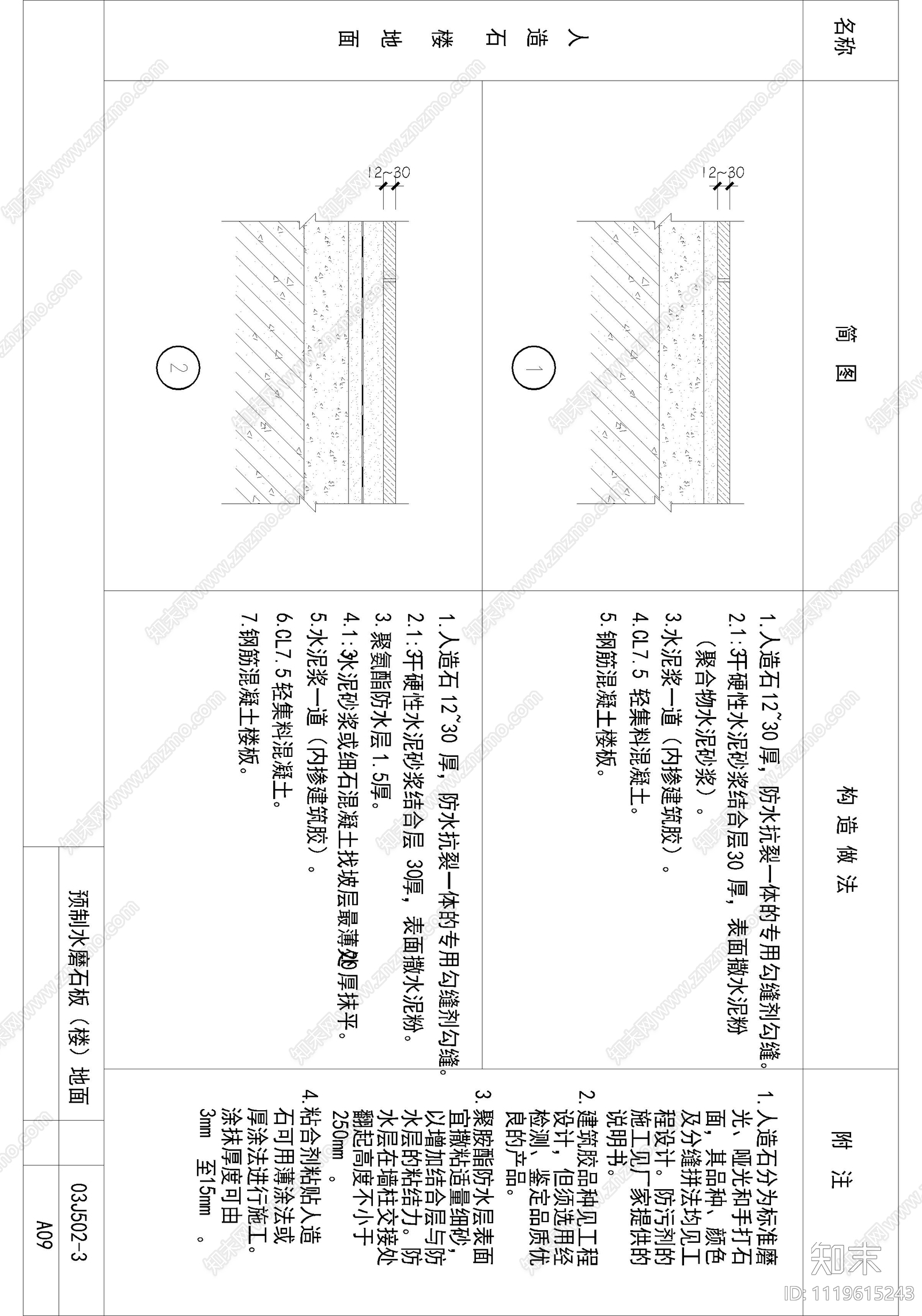 通用节点石材瓷砖地面的标准图集做法施工图下载【ID:1119615243】