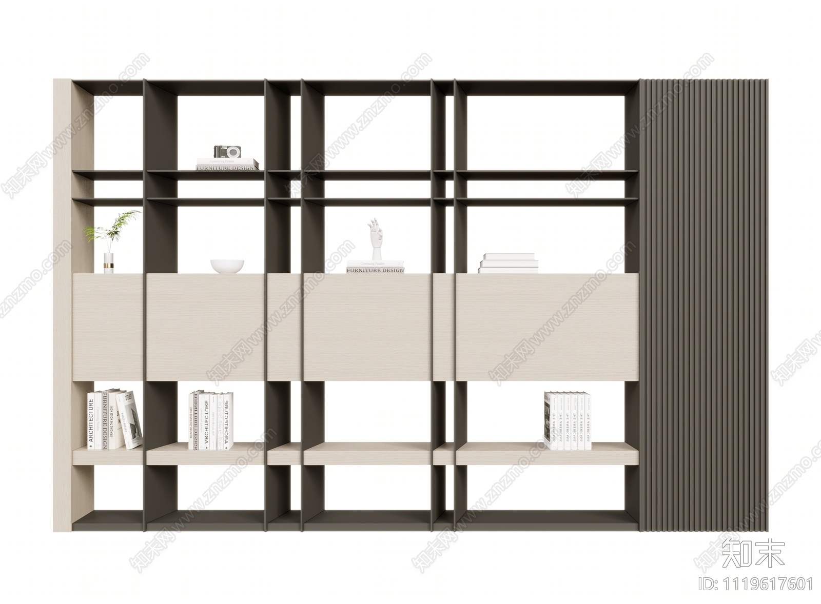 现代书柜3D模型下载【ID:1119617601】