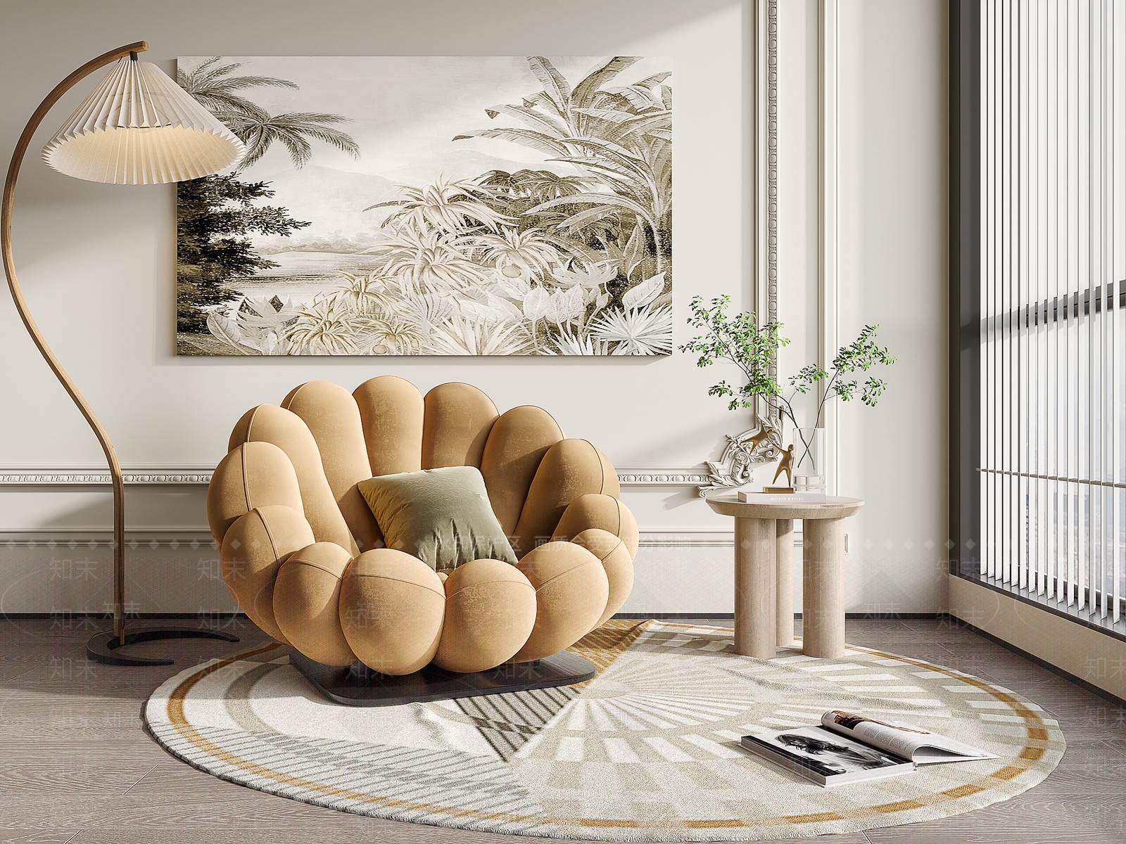 法式单人沙发3D模型下载【ID:1119617623】