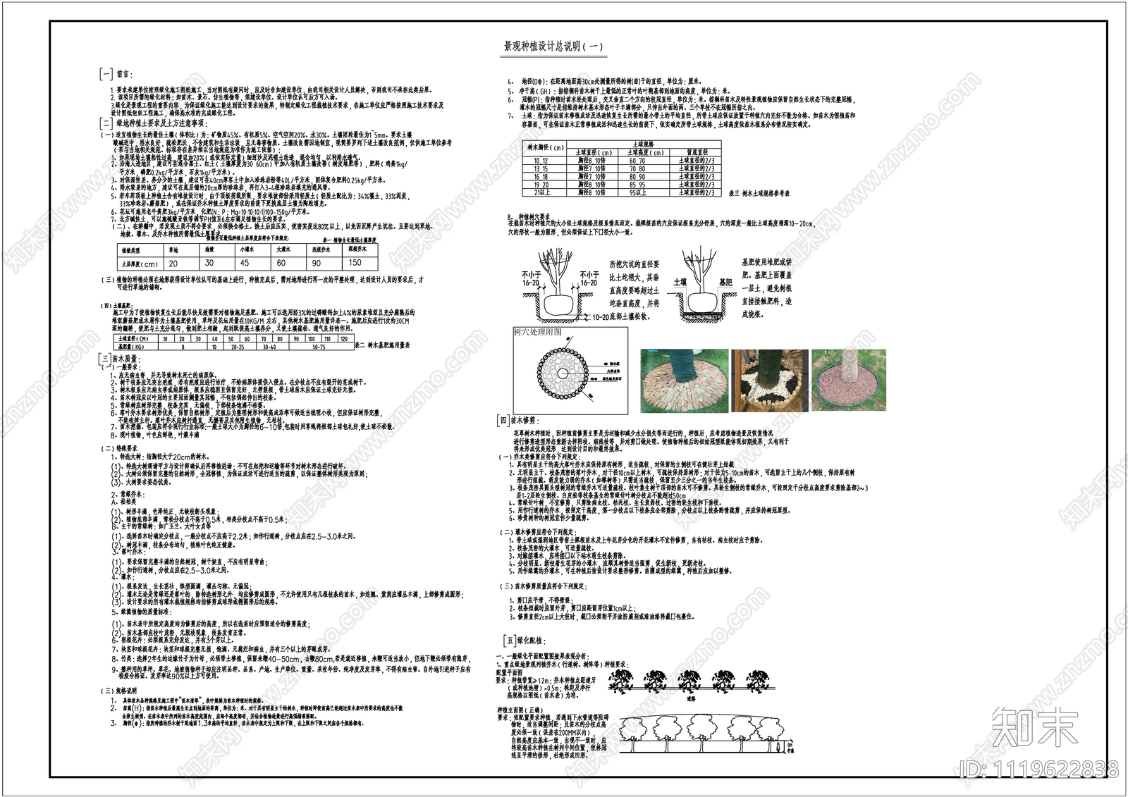 植物种植设计及施工说明图规范施工图下载【ID:1119622838】