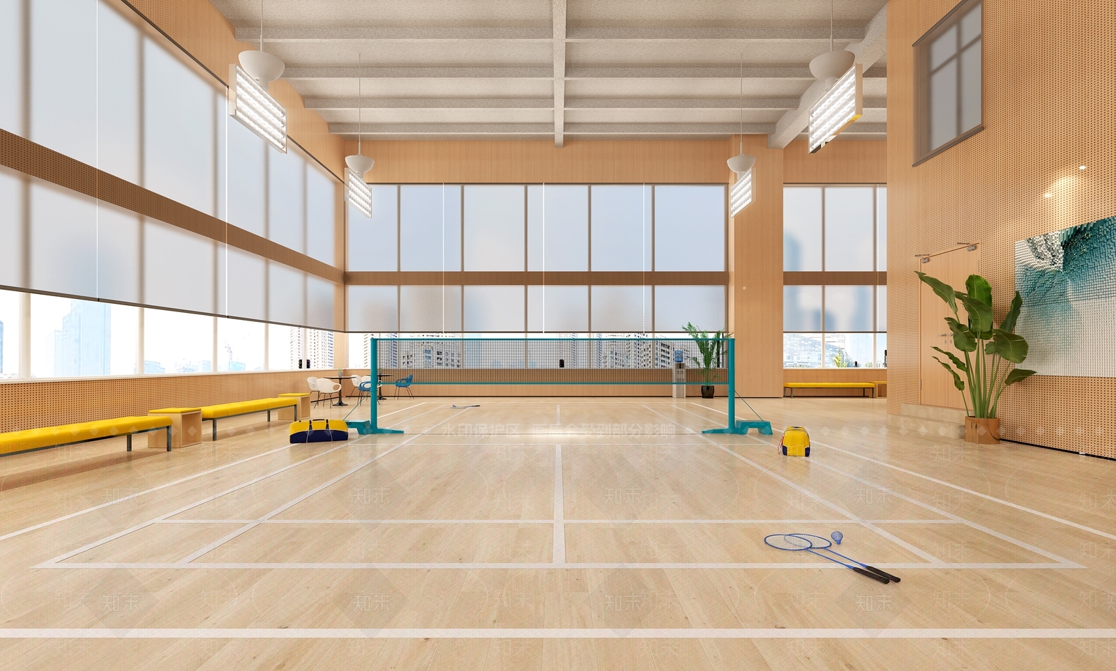 现代羽毛球场3D模型下载【ID:1119623499】
