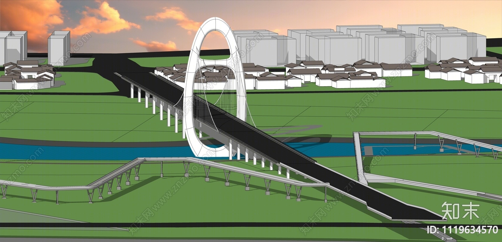现代大桥SU模型下载【ID:1119634570】