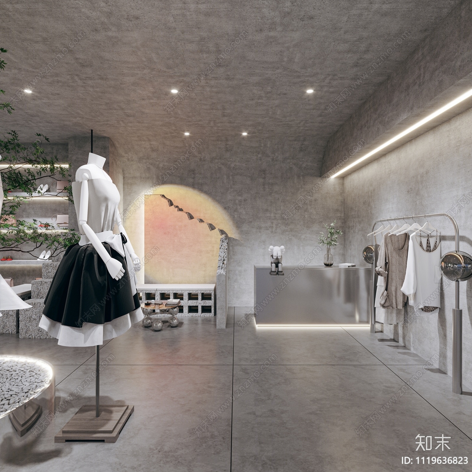 工业风服装店3D模型下载【ID:1119636823】